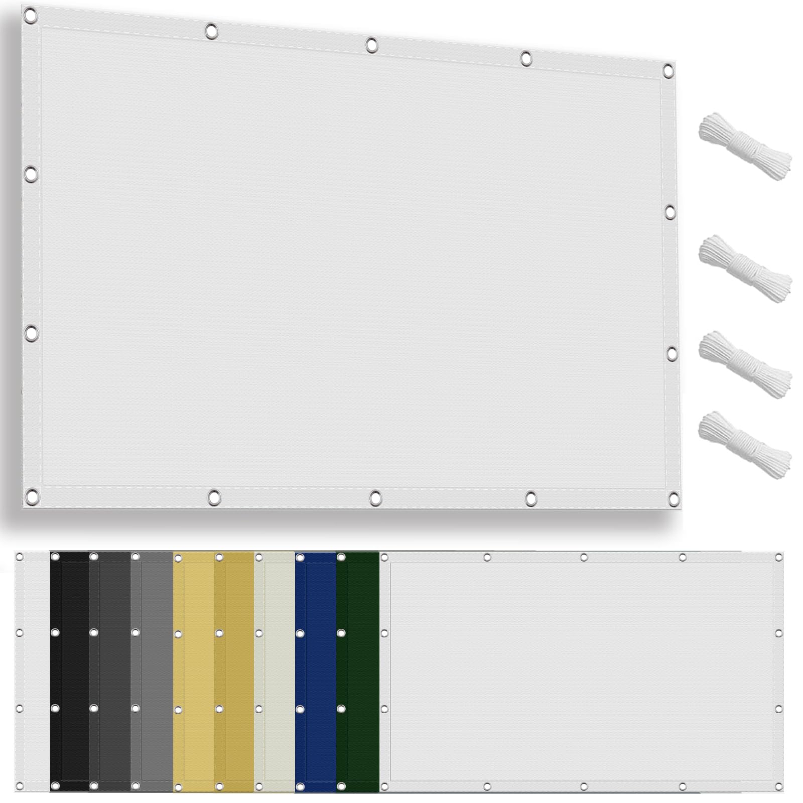 Voile ombrage rectangulaire 130x200 cm blanc imperméable en polyester avec œillets pour balcon