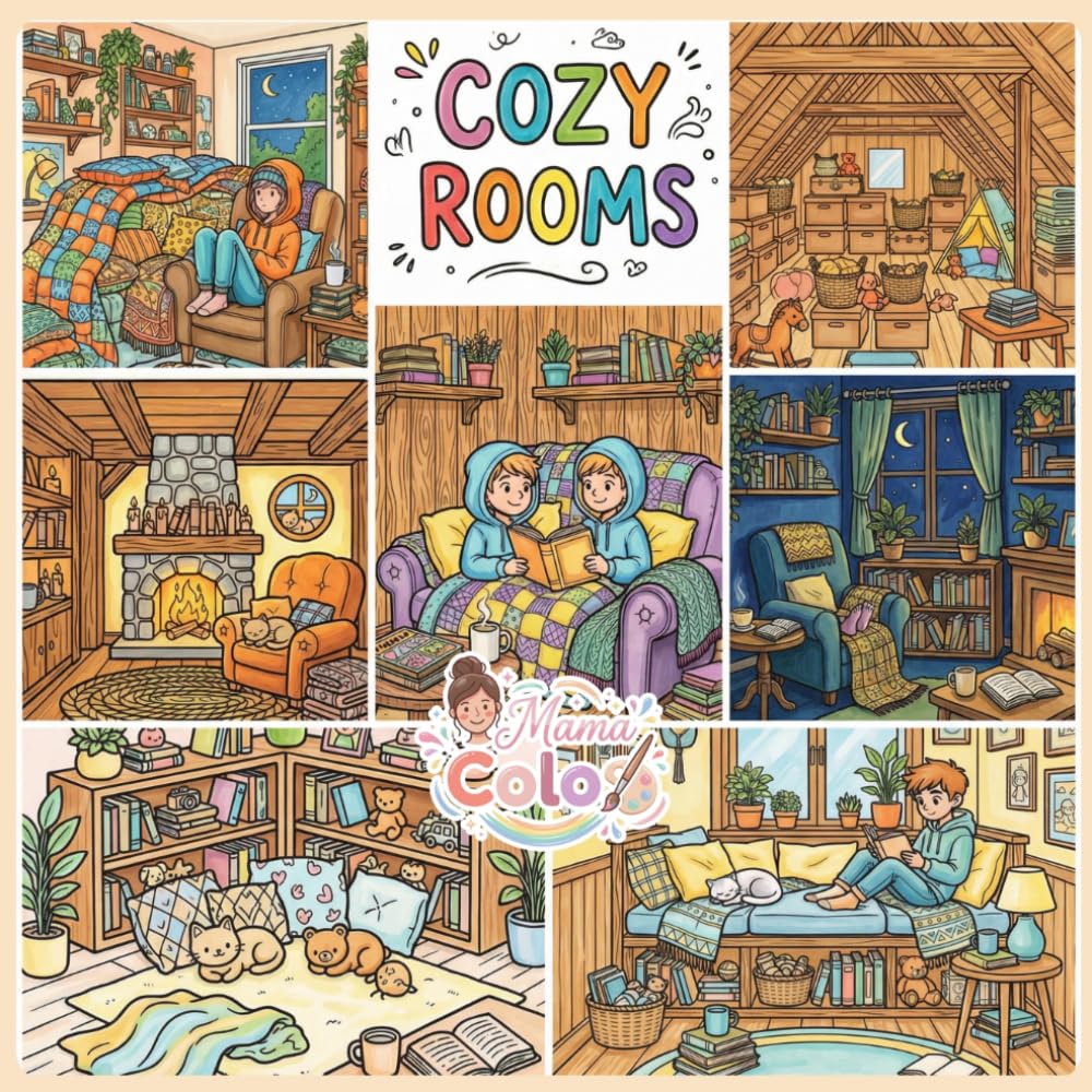 COZY ROOMS - Coloring Book: Cozy Rooms coloring book – Warm and relaxing indoor scenes for kids and creative minds