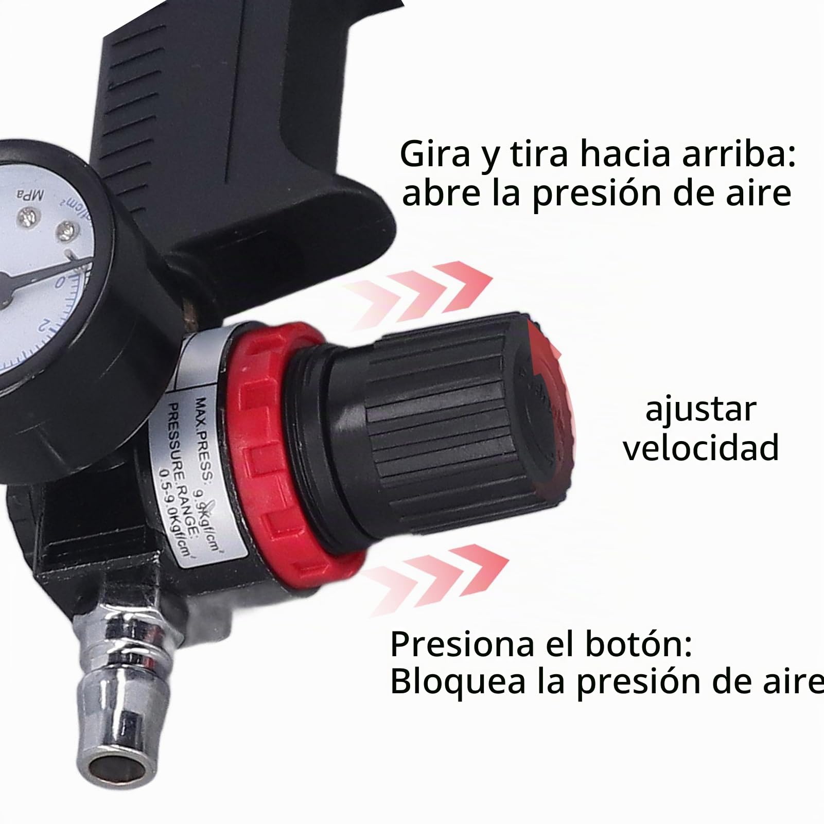 Pistola Neumática De Sellado De Pegamento De Vidrio,Dispensador De Adhesivo Accionado Por Aire,Pistola De Pegamento Para Calafateo De Silicona Con Manómetro,Pistola Silicona(310ml)