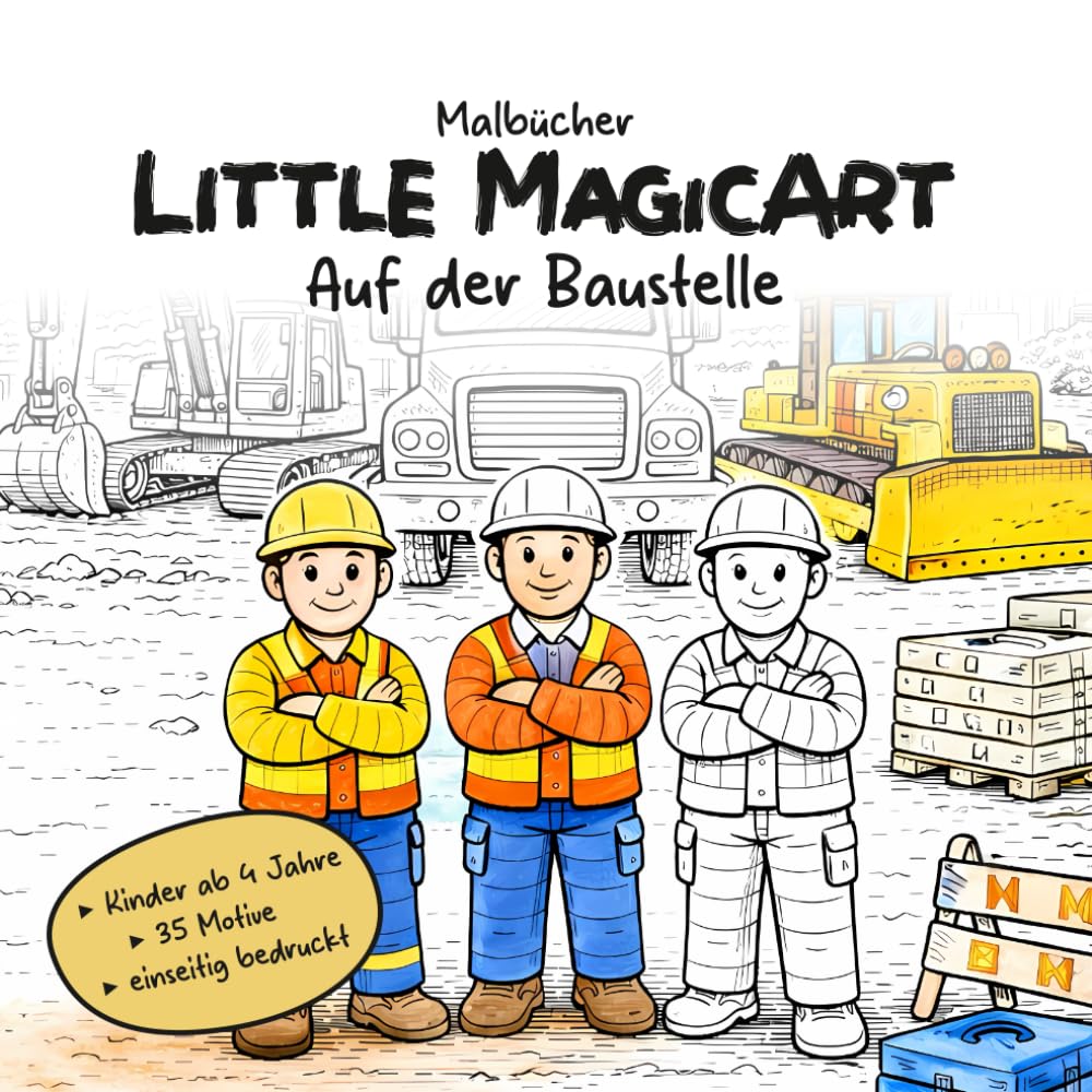 Little MagicArt - Auf der Baustelle: Ein spannendes Baustellen-Malbuch für Kinder ab 4 Jahren