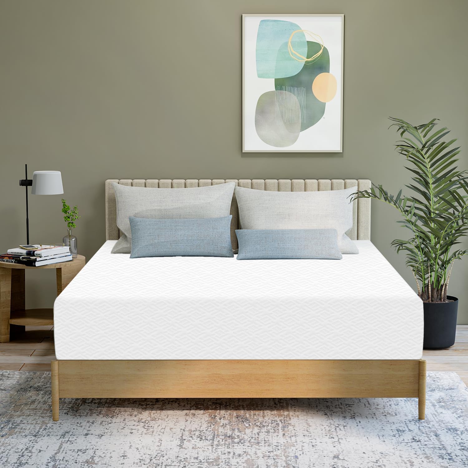 12 Inch Queen Cooling Gel Medium Firm Green Tea Memory Foam Mattress for Cool Sleep CertiPUR-US Certified Foam, Convenient Mattress in a Box Fiberglass Free (Queen, 12 in)