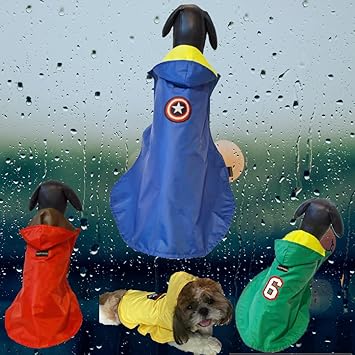 Kitty & The Woof Gang Blue Dual layered Raincoat to protect your pet from Rains and morning dew | The hood keeps the head dry | For Dog and Cat | M-14 Inch ? This Size fits best on Tzu, Small Pug, Pekingese, Boston Terrier, French Bulldog