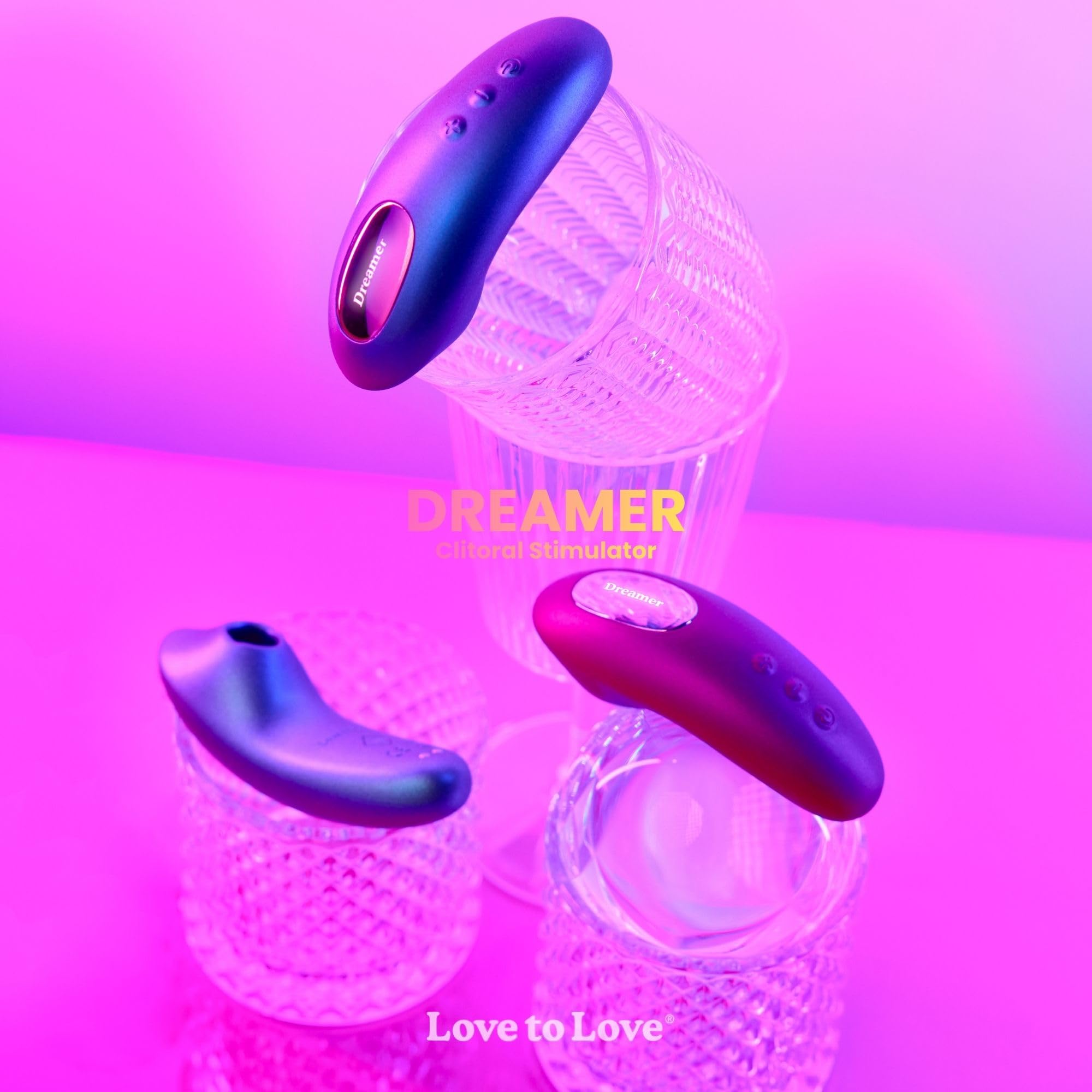 Love to Love Dreamer stimolatore clitorideo – ultra sottile con Flapping Design, modalità Sense Touch, telecomandato, LED, ricaricabile, impermeabile IPX7