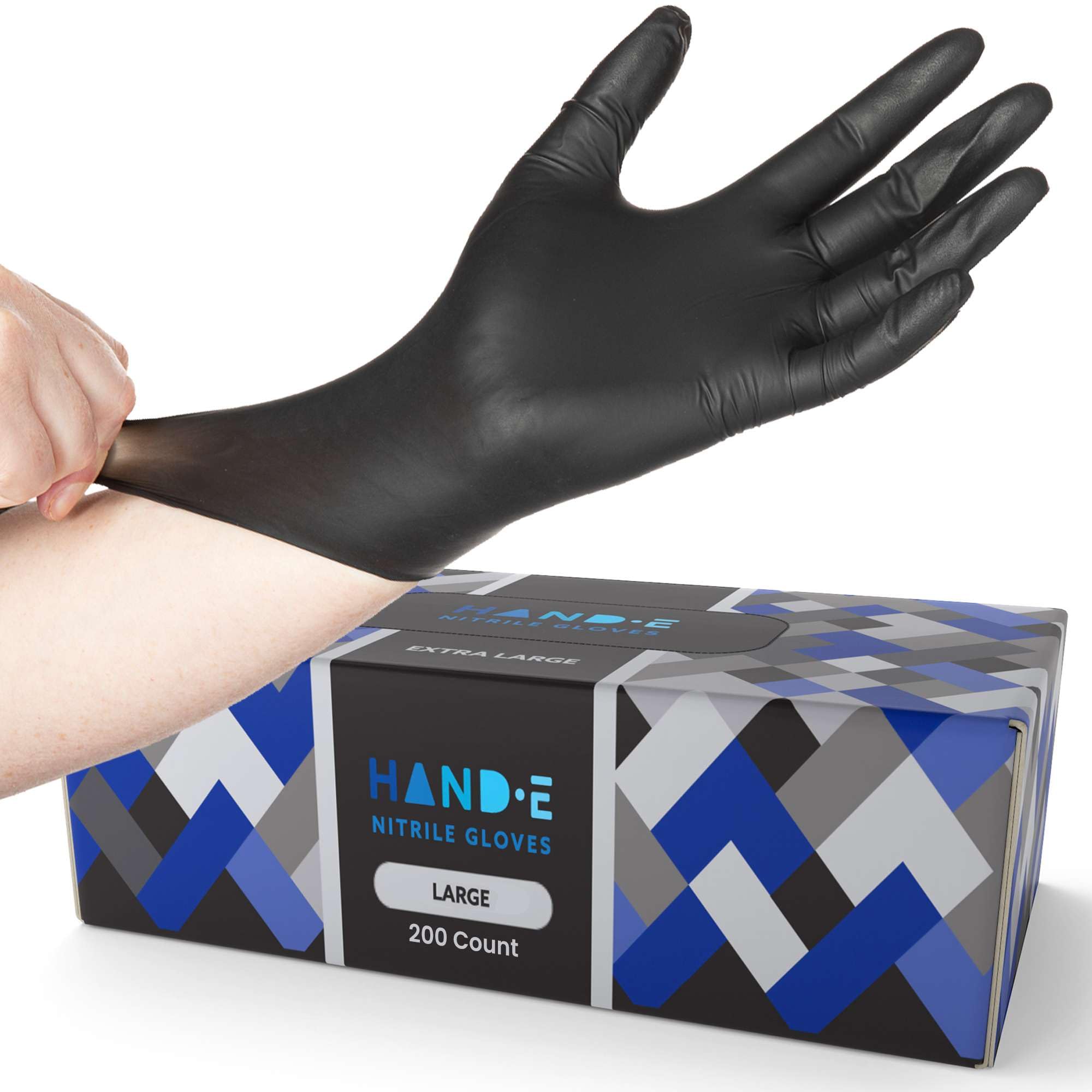 Hand-E Touch Black Nitrile Medical Gloves Disposable Large 100 Count - Latex Free, Extra Thick 5 Mil Surgical Medical Exam Gloves, Powder Free