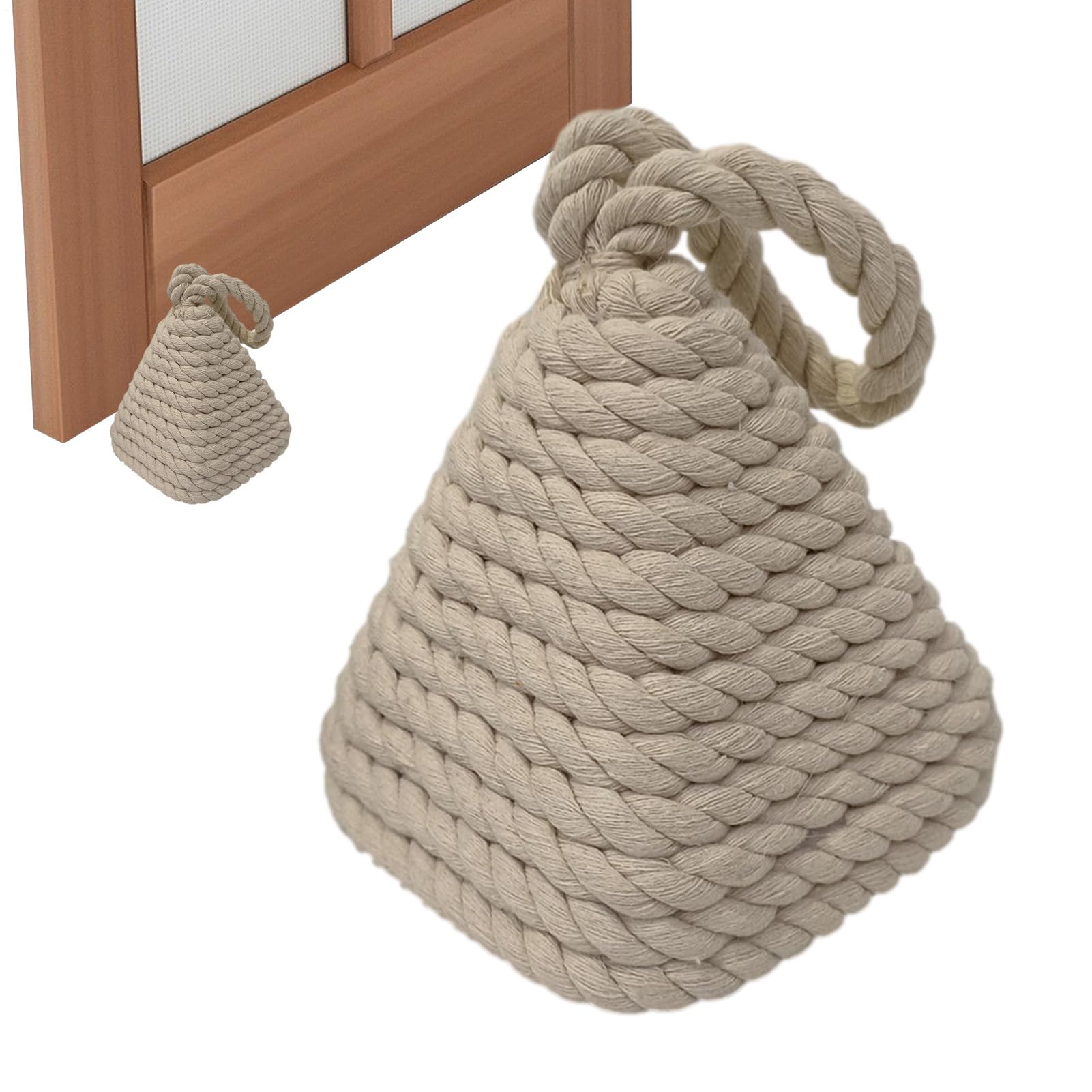 Tope de puerta – Tope de puerta de suelo, accesorio de mimbre natural | Tapón de puerta fiable de estilo náutico ancho, fácil de usar, antideslizante, tope de puerta de seguridad para suelos de mad
