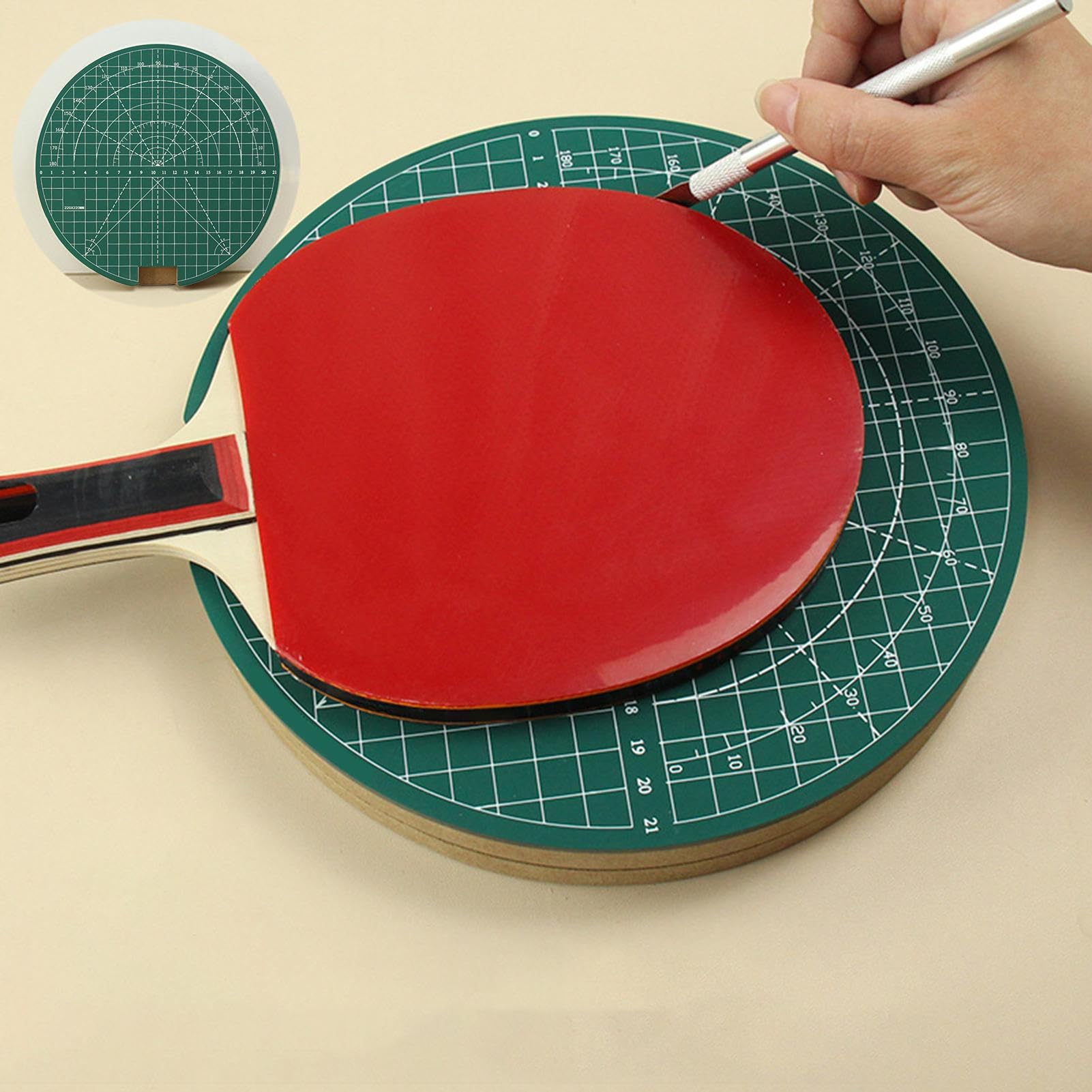 Tabla de Corte de Gomas para Tenis de Mesa Giratorio Universal de PVC | Placa de corte para palas de tenis de mesa Para adultos, principiantes, aficionados, familia y amigos