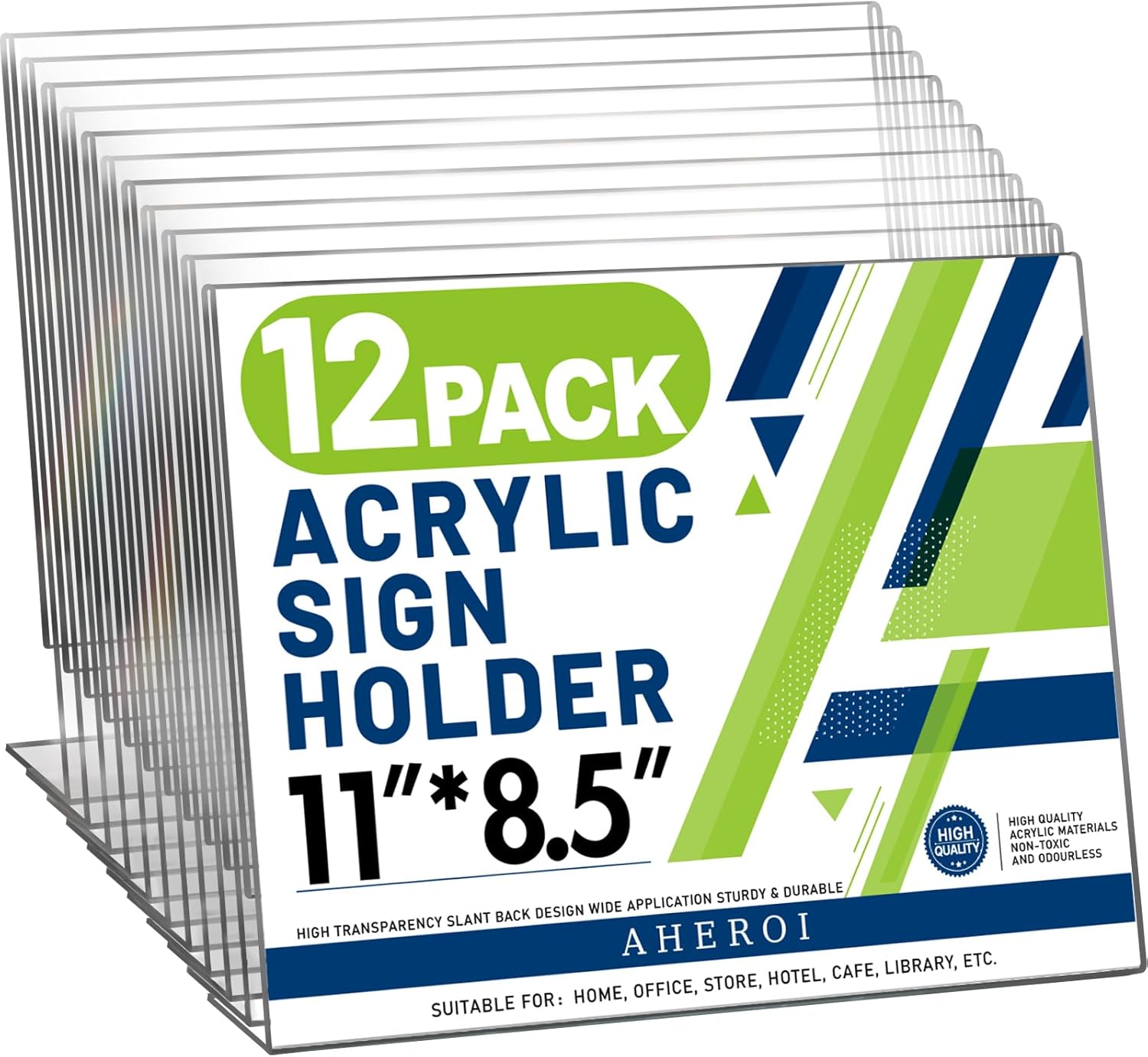 Aheroi 12Pcs Acrylic Sign Holder 8.5 x 11, Horizontal Clear Sign