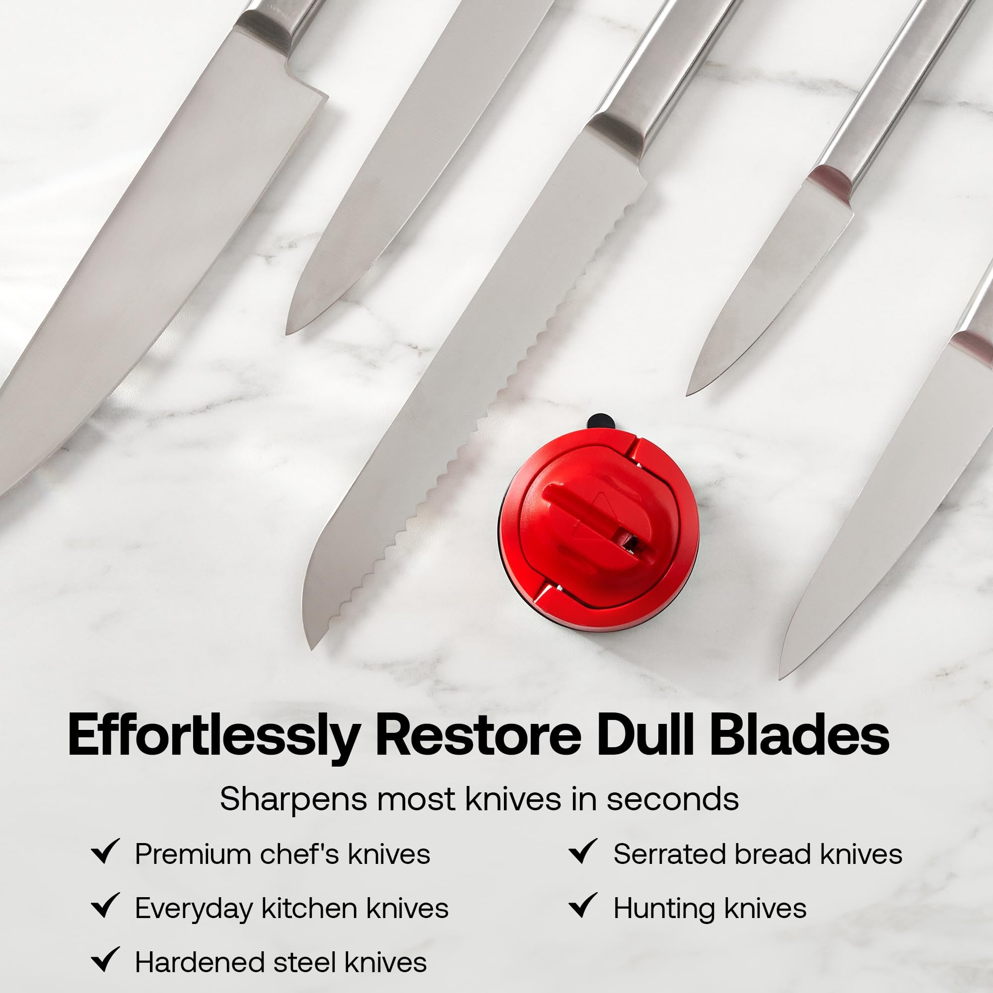 AnySharp Knife Sharpener, Hands-Free Safety, PowerGrip Suction, Safely Sharpens All Kitchen Knives, Ideal for Hardened Steel & Serrated, World's Best, Compact, One Size, Silver — view 77