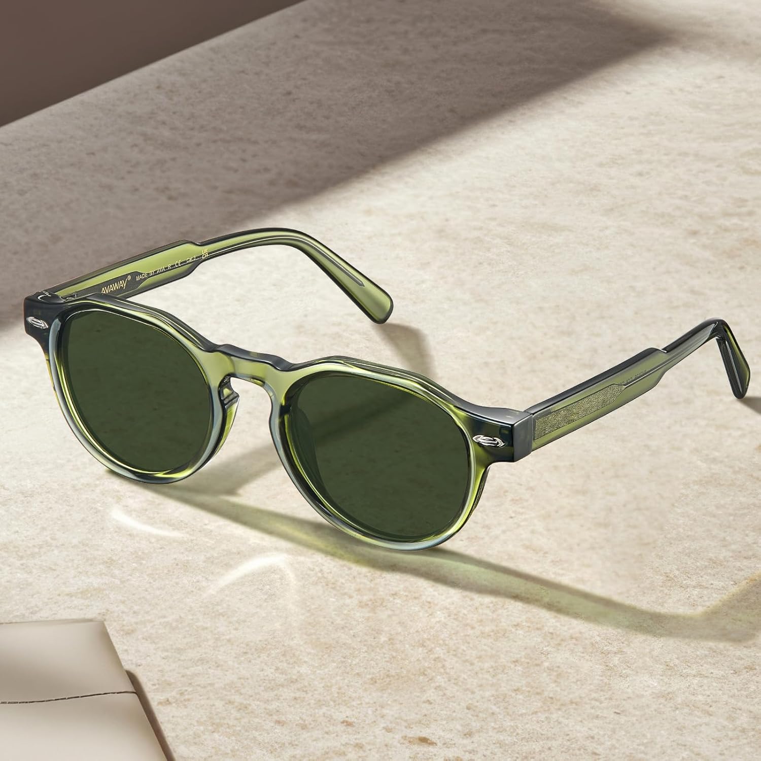 AVAWAY Polarized Mens Sunglasses Round, Italian Acetate UV Protection Retro Small Sun Glasses Fashion Shades AV2136 - Image 2