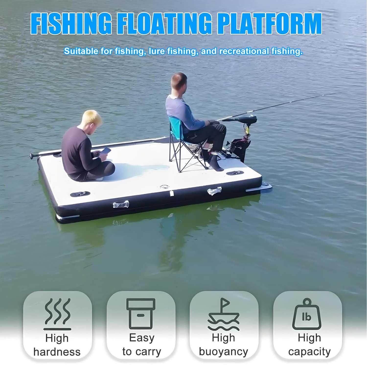 Bote Hinchable para Pesca Y Lago – Balsa Portátil De PVC con Capacidad para 400 Kg para 3-4 Adultos – Muelle Multiusos para Piscina, Playa, Mar Y Camping.