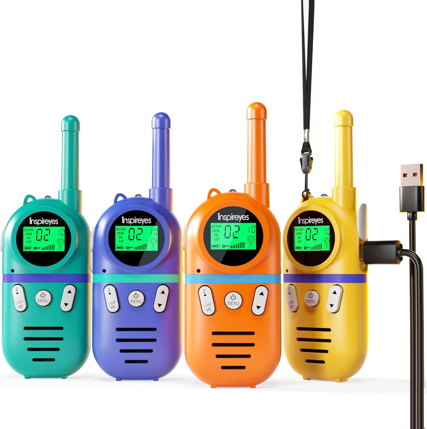 Walkie Talkies for Kids Rechargeable,Toys for Boys and Girls Ages 3-12, 4 Pack Long Range 2-Way Radios, Birthday Gifts,Christmas Stockings, Outdoor Play, Family Games, Hiking Camping Gear