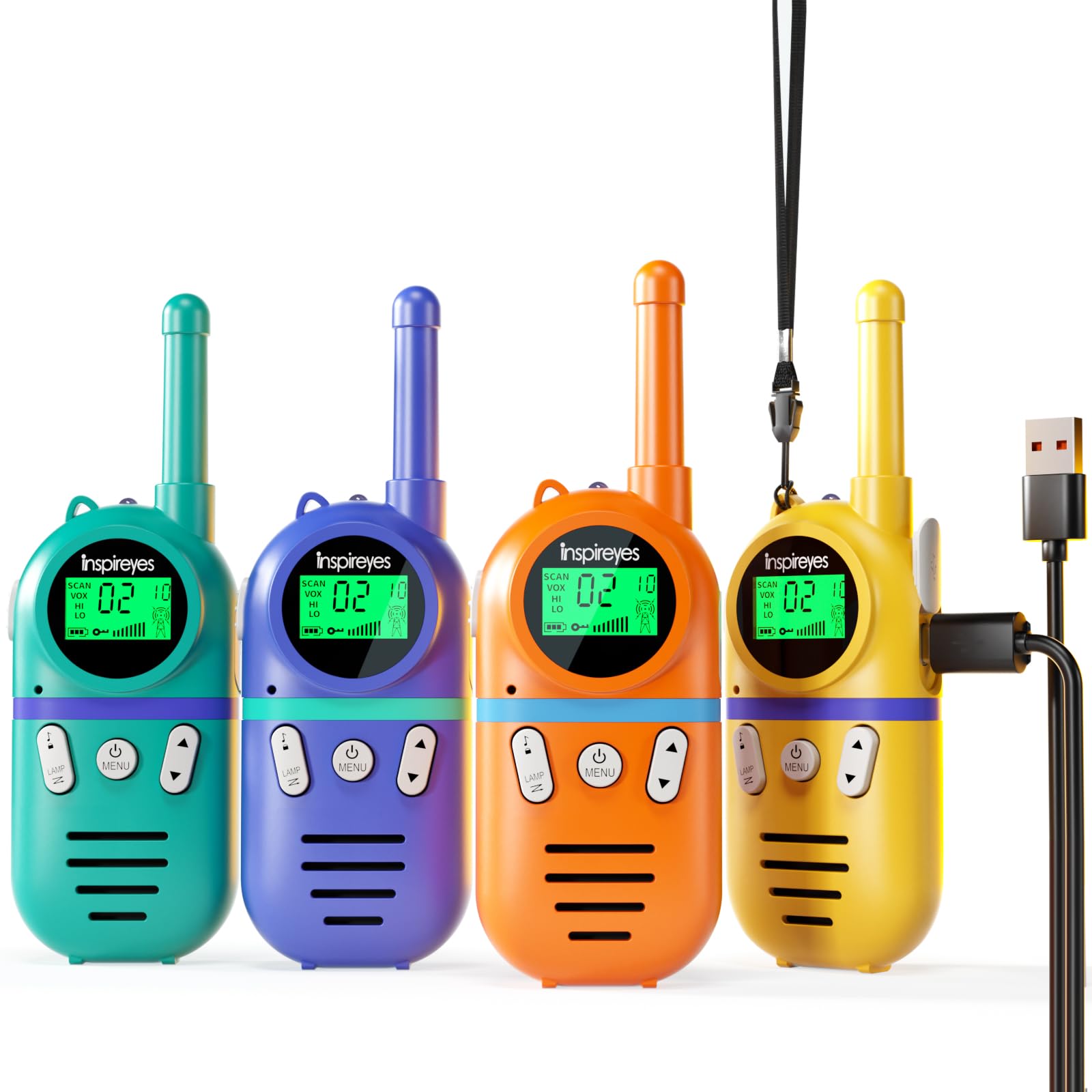 Inspireyes Walkie Talkies for Kids Rechargeable,Toys for Boys and Girls Ages 3-12, 4 Pack Long Range 2-Way Radios, Birthday Gifts,Christmas Stockings,