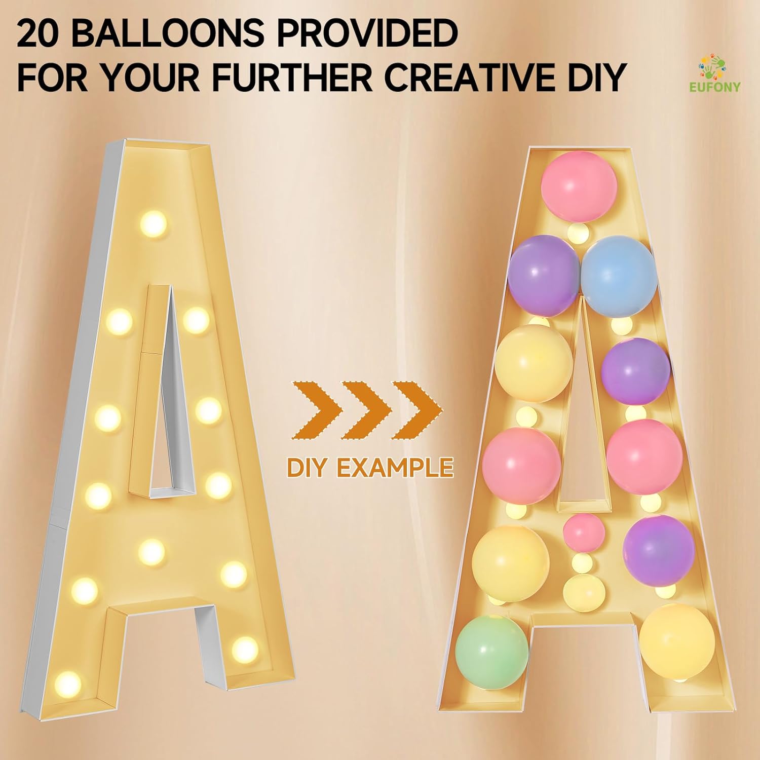 EUFONY Marquee Letters 4 Feet Tall, 4 FT Marquee Light Up Letters, Giant Light Up Letters 4FT for Birthday Party Baby Shower Gender Reveal Graduation Prom Decorations, Letter Z with LED Lights DIY Kit