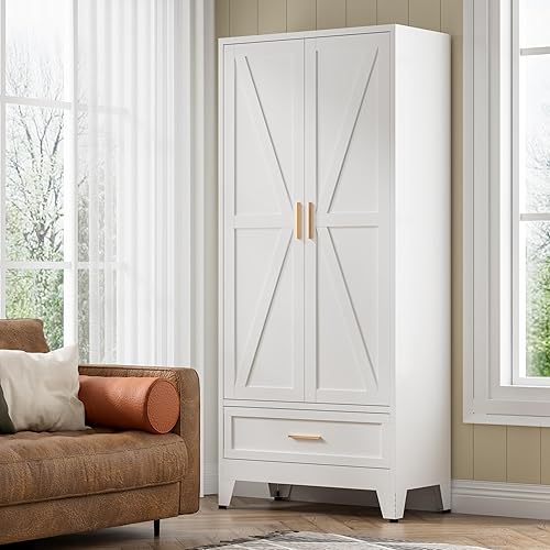 Miniatura 3 de COFaR Gabinete de Almacenamiento de Metal, Gabinete de Almacenamiento Estilo Granja con 2 Puertas y 4 Estantes Ajustables - Despensa de Cocina