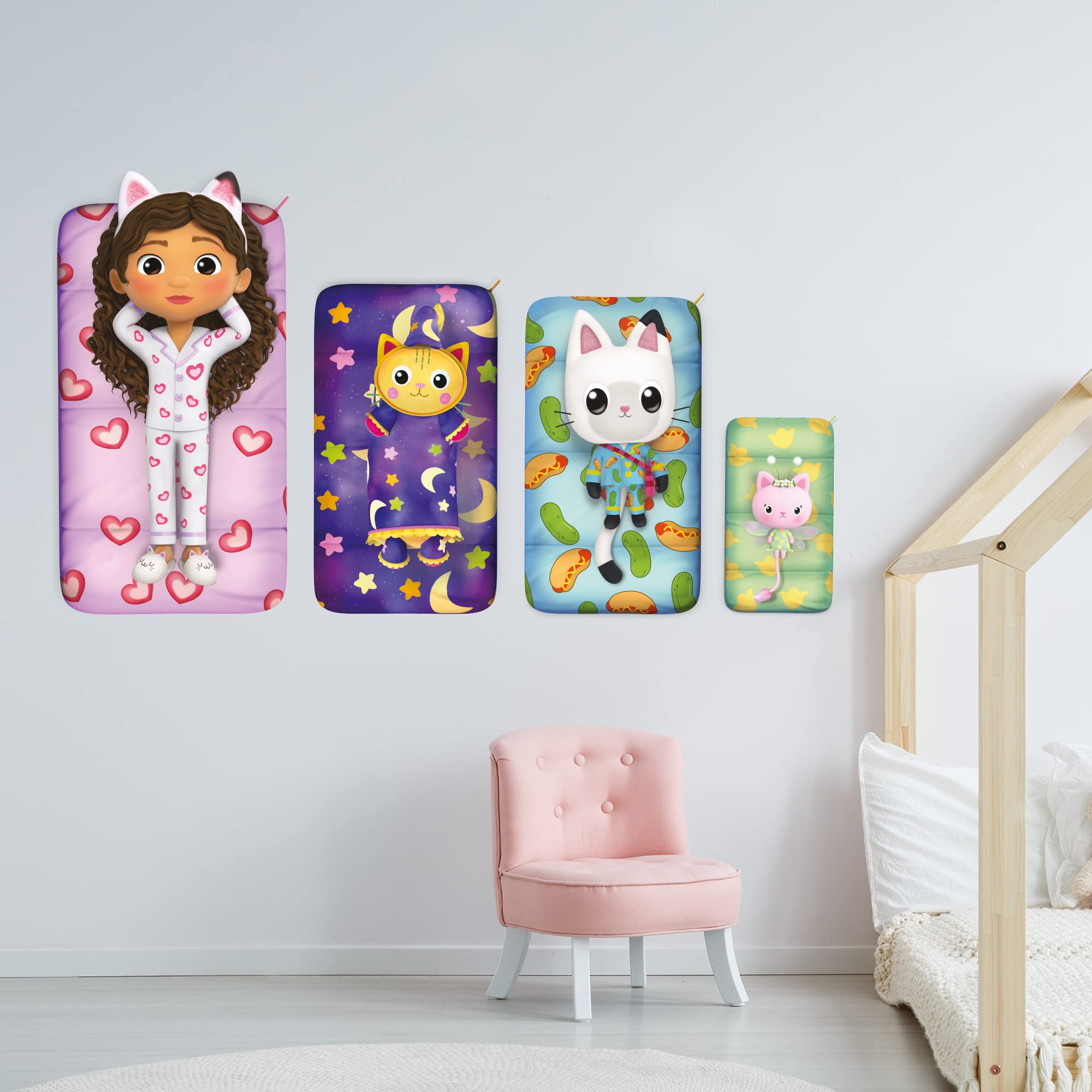 Themed Gabby's Dollhouse Wall Sticker - Bedtime Group Wall Art Kids Decal (90cm width x 50cm height)