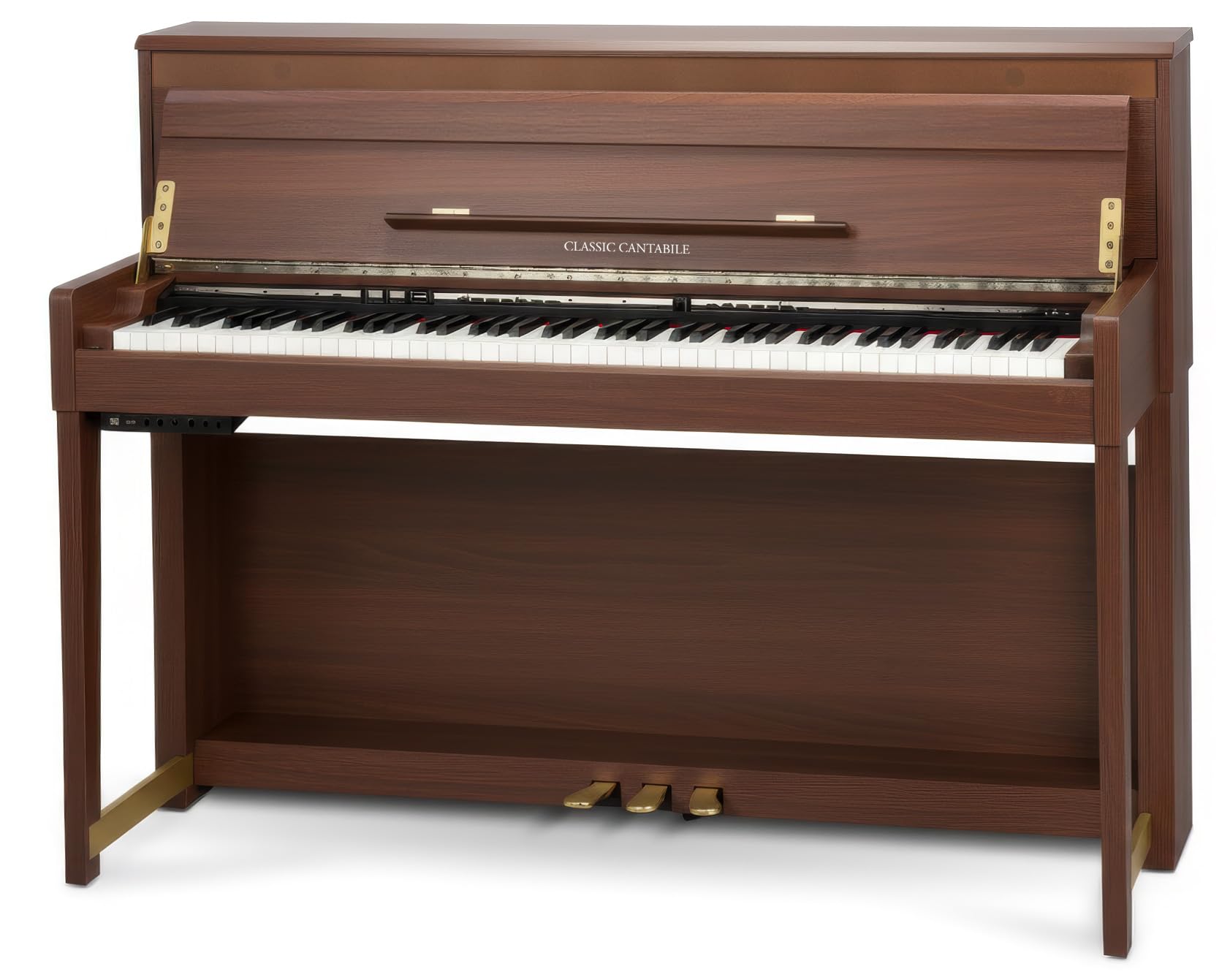 Classic Cantabile UP-1 OM Upright E-Piano - 88 gewichtete Tasten mit Graded Hammer Tastatur, Ivory Touch, 256 Polyphonie, 40 Sounds, OLED Display, 3 Pedale, USB MP3 Recorder - Okoume