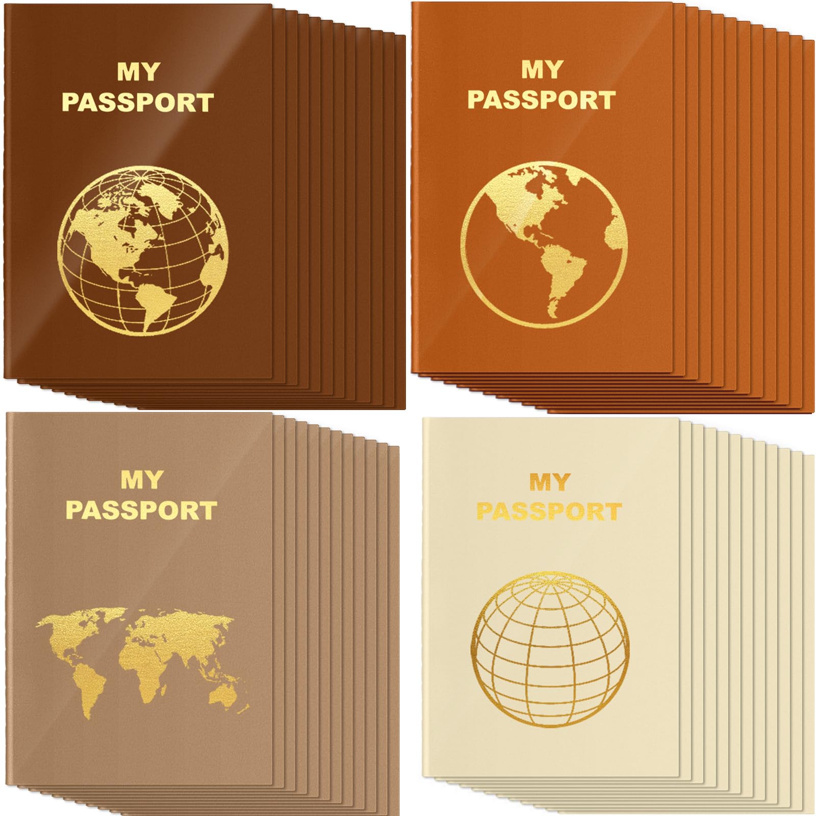 Lincia 48 Pcs Blank Fake Passport Notebook for Classroom,Warm Color