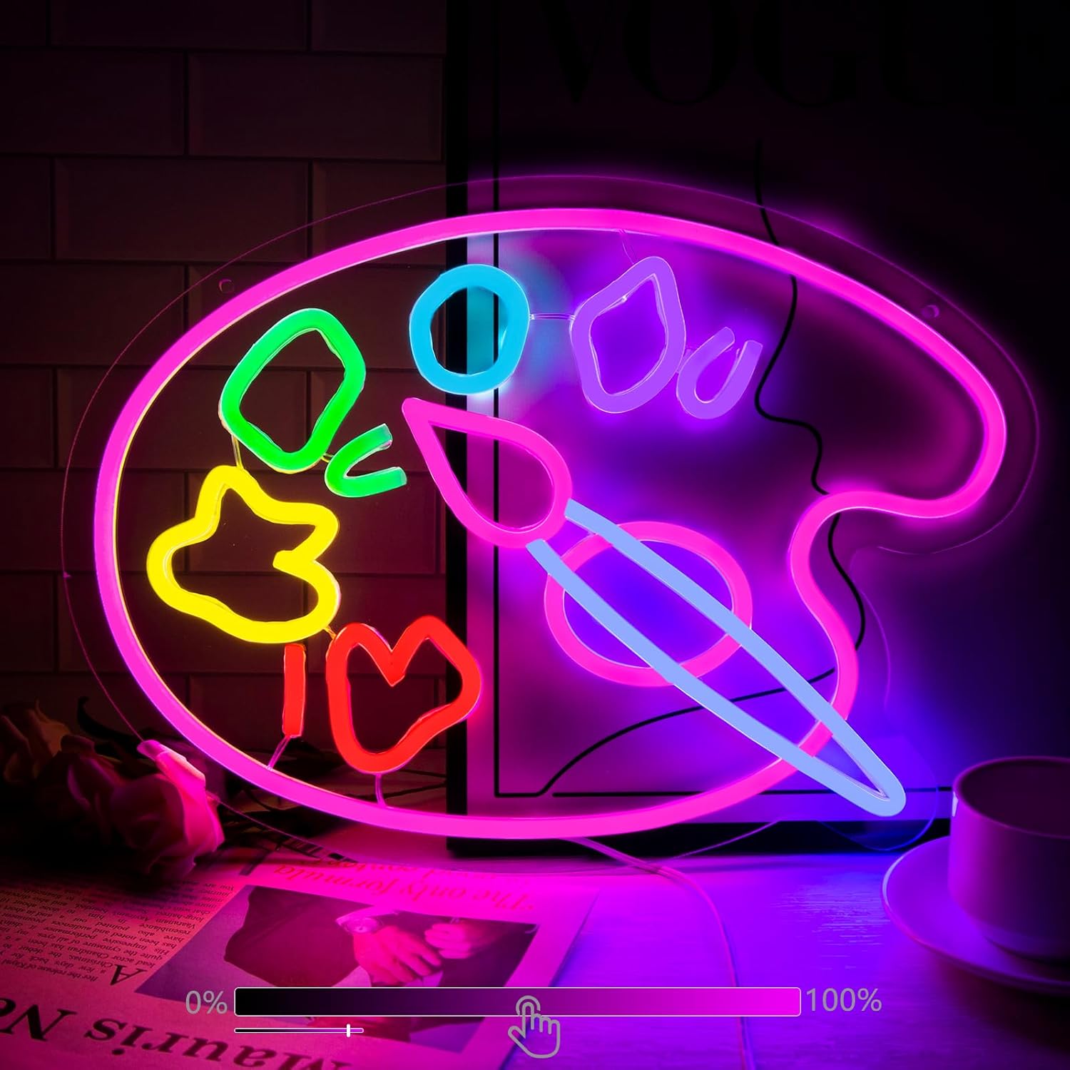 Moodlion Paint Palette Neon Sign For Wall Decor Studio