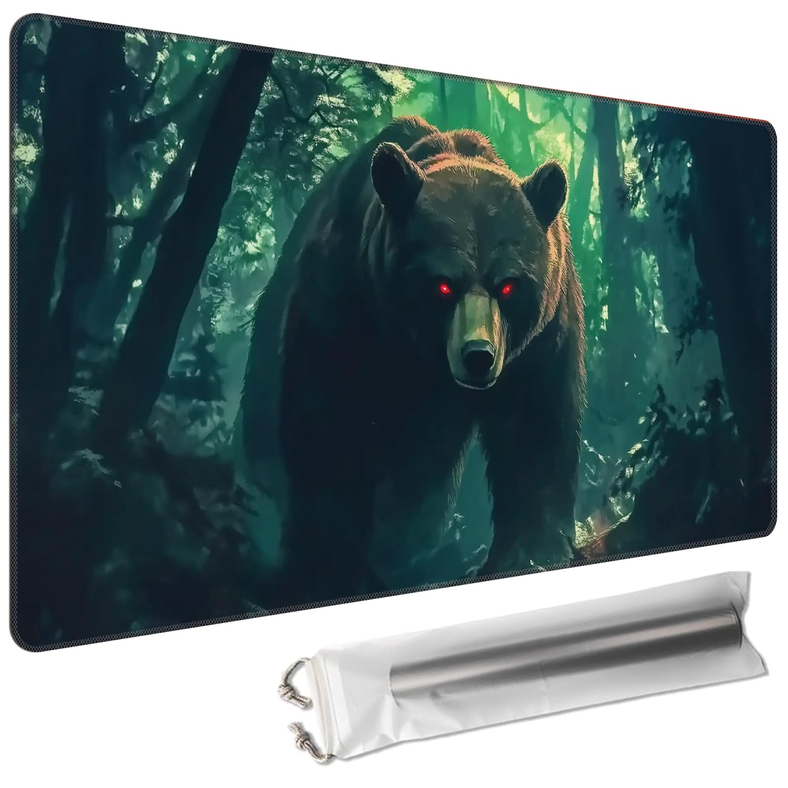 Cdkfxjy MTG Playmat 27.5 x 15.7in Includes Storage Bag,TCG Playmat with Soft Surface Premium Non-Slip Rubber Backing Stitched Edges Durable Gaming Mat,Bear in The Forest