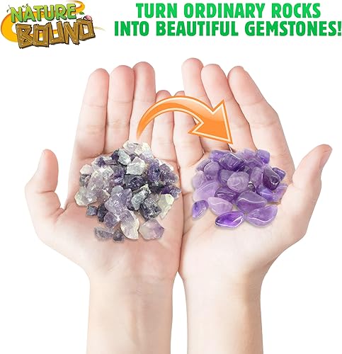 Miniatura 6 de Nature Bound Starter Rock - Kit de vaso para niños, incluye piedras preciosas ásperas, sémola de pulido, cierres de joyería e instrucciones (idioma