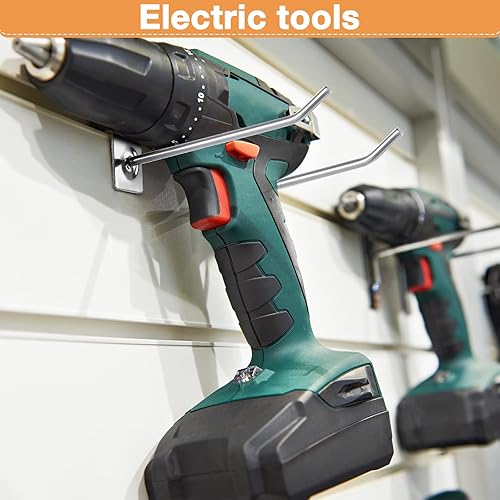 Miniatura 6 de Moxweyeni 100 ganchos resistentes para paneles de listones de metal para colgar en la pared, ganchos plateados para colgar en la pared, colgador de