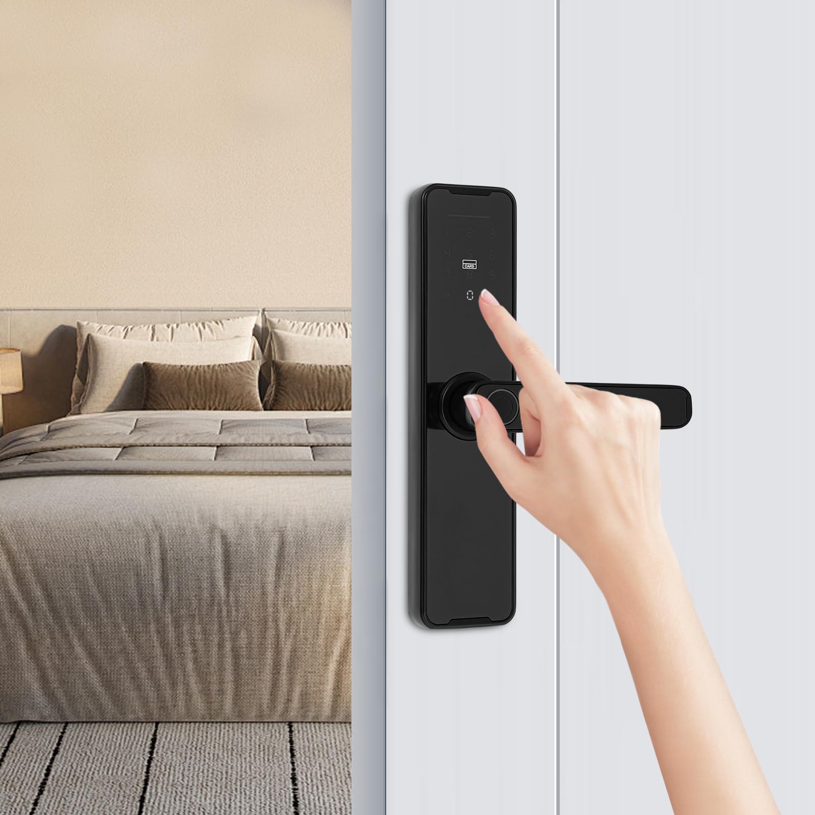 Cerradura de puerta con huella digital, cerradura de puerta inteligente, control de aplicación móvil, cerradura de puerta inteligente, cerradura de huella digital con código numérico