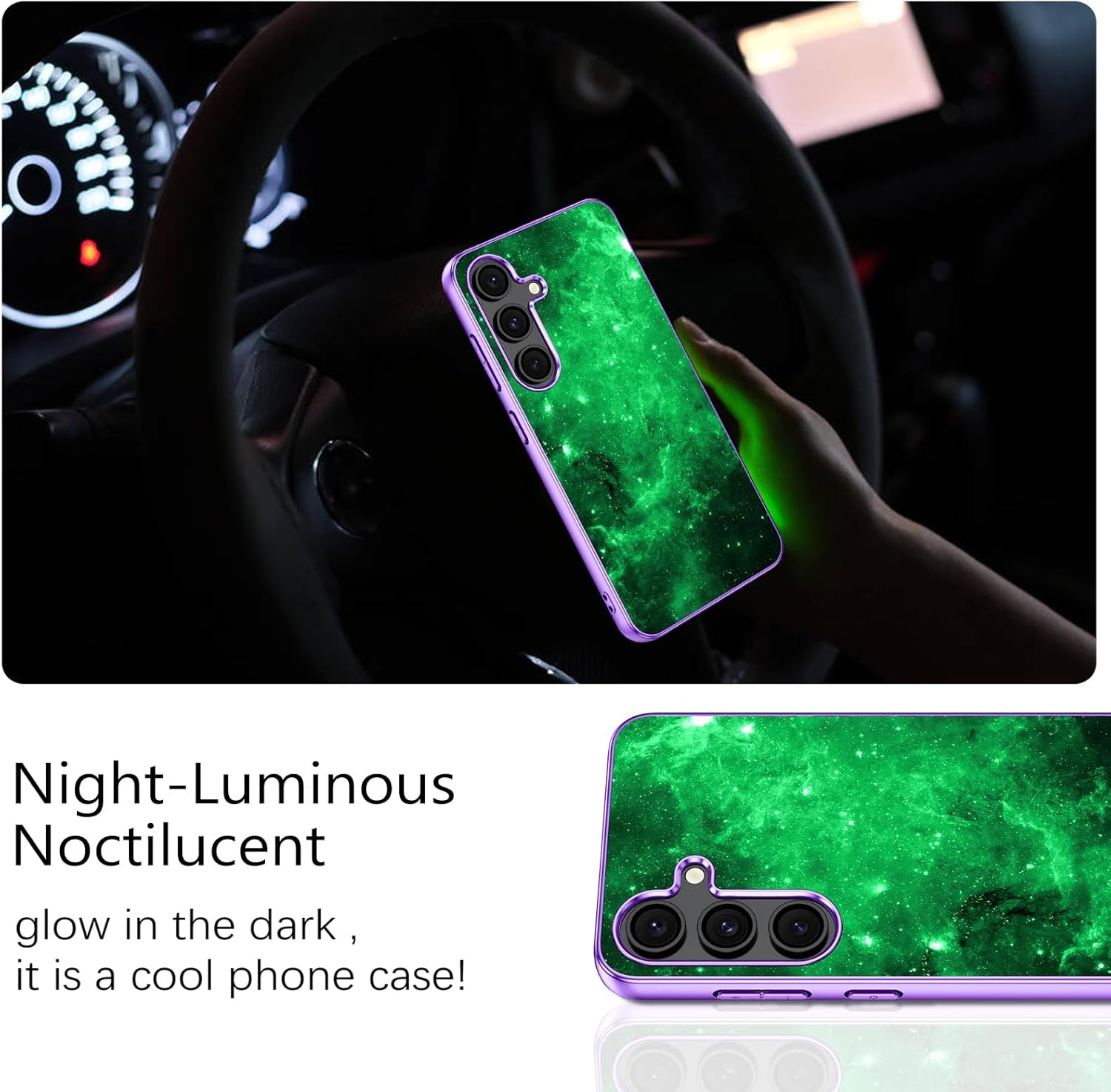 GUAGUA for Galaxy S25 Case Samsung S25 Case Glow in The Dark Noctilucent Luminous Cover Space Nebula Slim Thin Shockproof Protective Phone Cases for Samsung S25, Purple/Blue - Image 8