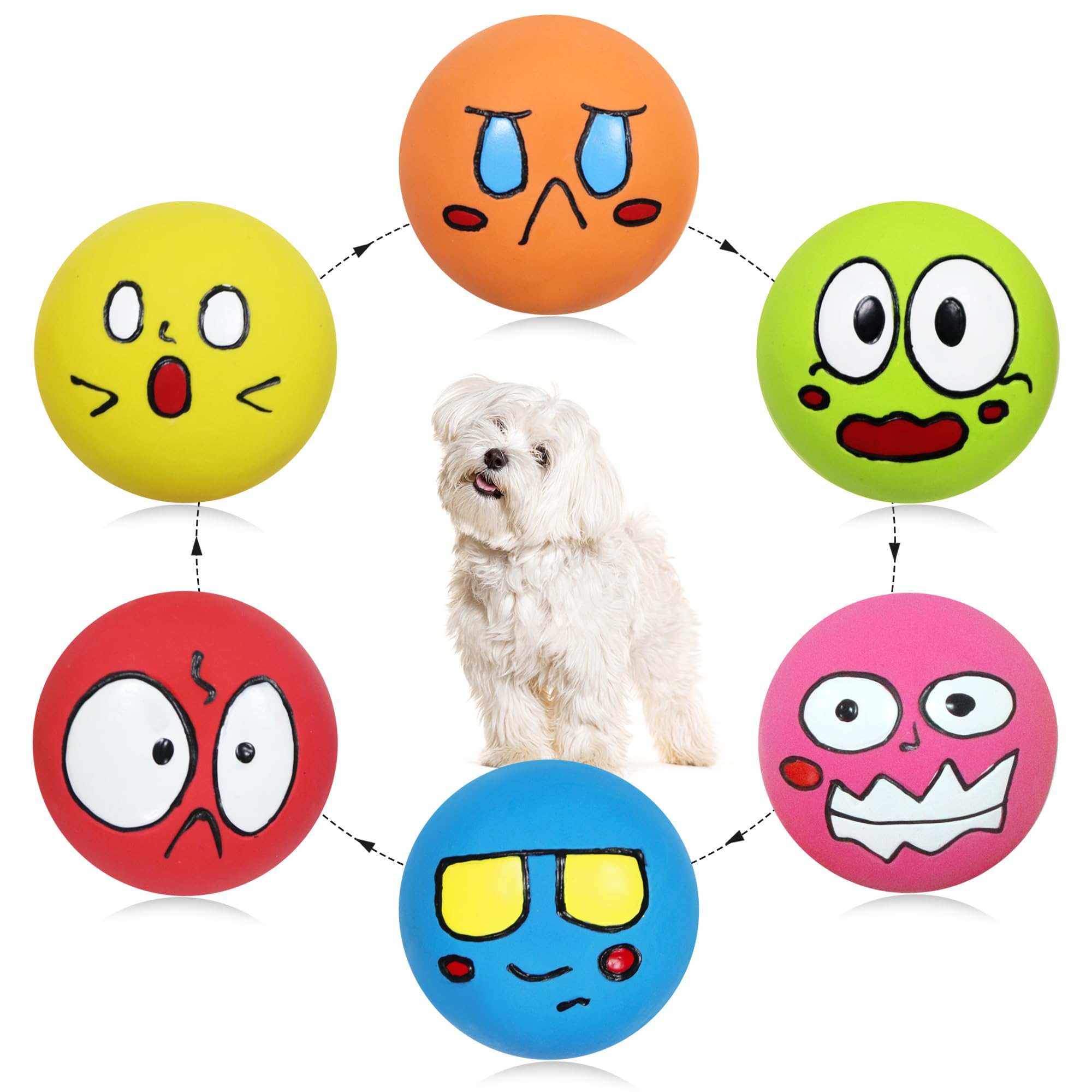 Juguetes chirriantes para perros, bolas de goma natural duraderas para cachorros pequeños y medianos, juego de 6 piezas