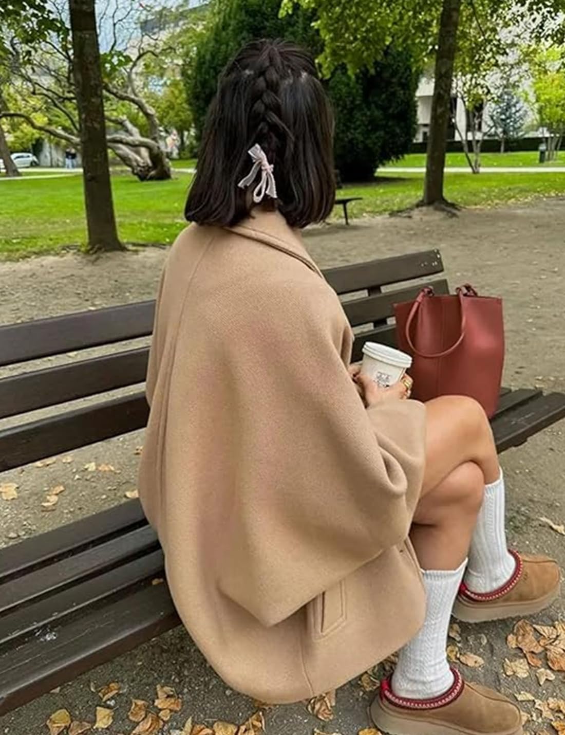 Cappotto Monopetto Elegante da Donna Caldo con Risvolto Abbottonato e Tasche Stile Street Fashion Giacca Corta in Tweed Maniche a Mantella