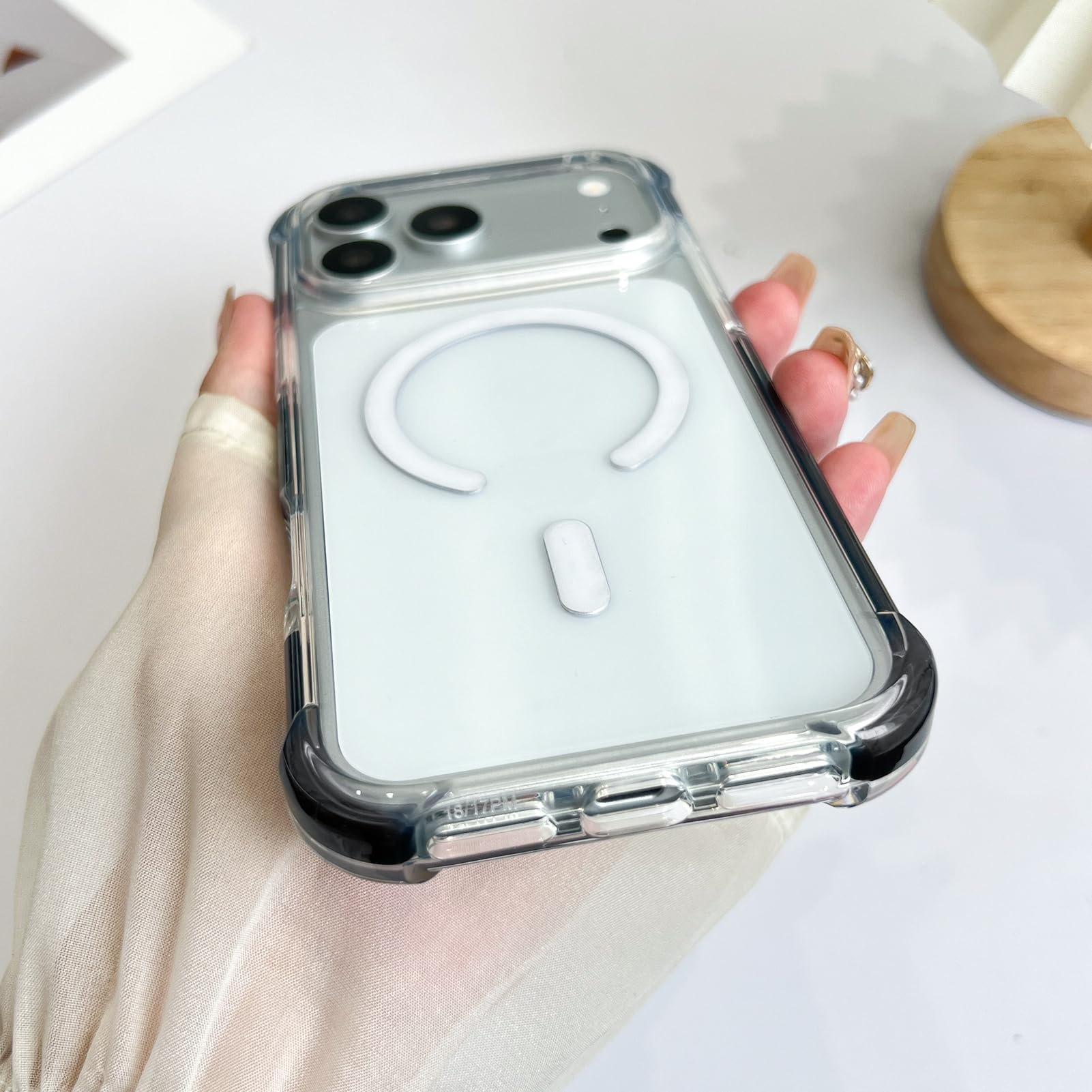 SAKUULO Custodia magnetica trasparente per iPhone 121 Pro 16 cm, nero