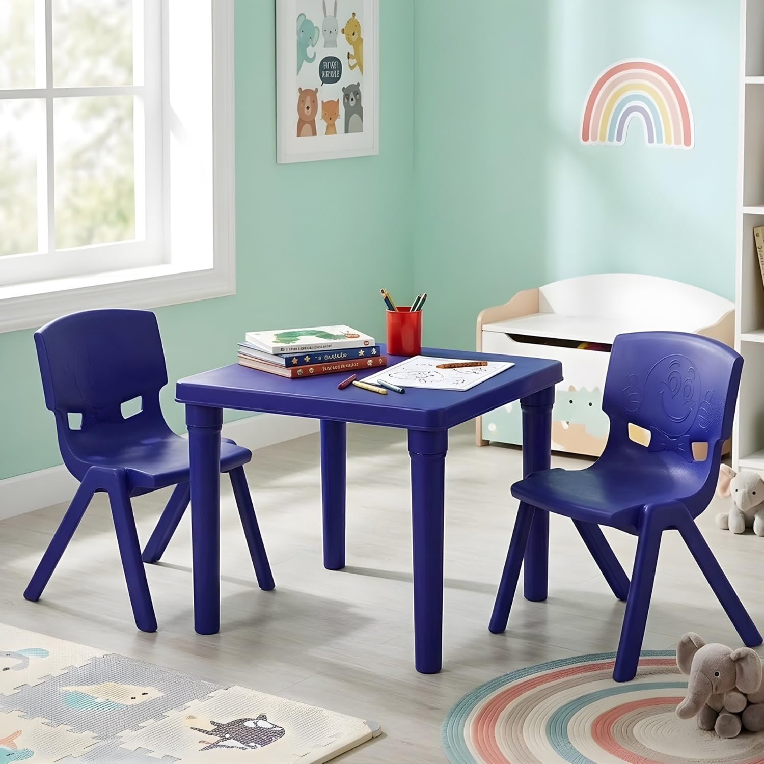 Nilkamal Genius Strong & Durable Plastic Table for Kids | Toy Table |Study Table| Laptop Desk | Dining Breakfast Table for Eating & Multipurpose (Blue)-image-44