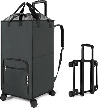 Bukere Extra Large 3 in 1 Rolling Laundry Backpack Bag with Wheels, 90L Freestanding Laundry Basket, Collapsible Laundry Hamper with Removable Wheeled Cart for College Dorm Apartment Laundry Room