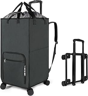 Bukere Extra Large 3 in 1 Rolling Laundry Backpack Bag with Wheels, 90L Freestanding