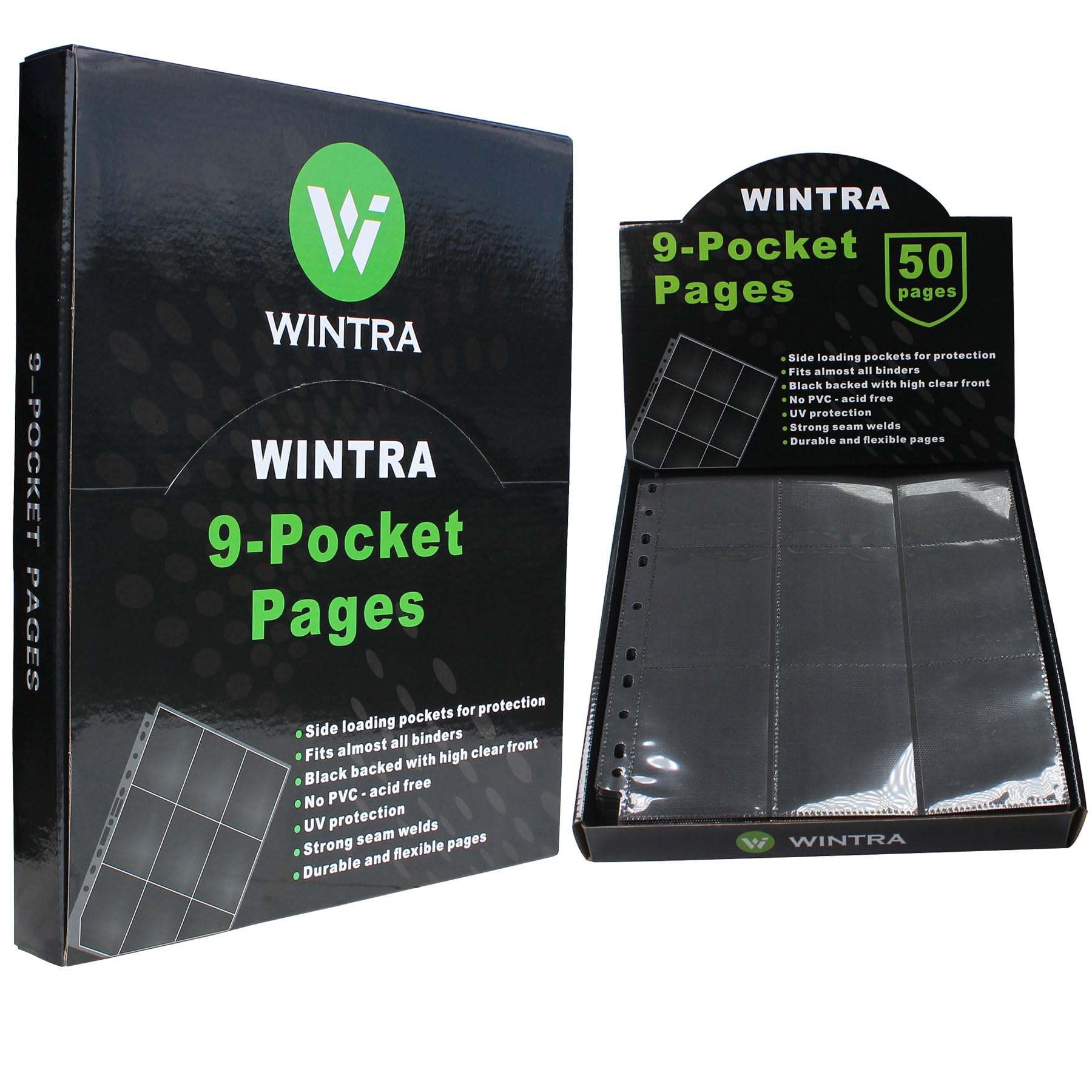 WINTRA Superior 9-Pocket Double-Sided Trading Card Pages, 900 Pockets Side-Loading Card Binder Sleeves,Card Protector Sheets for Various Trading and