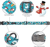 Vista 4 de ARING PET Collar de invierno para perro de Navidad, collar de algodón para perro con lazo, ajustable azul árbol de Navidad, collar para mascotas