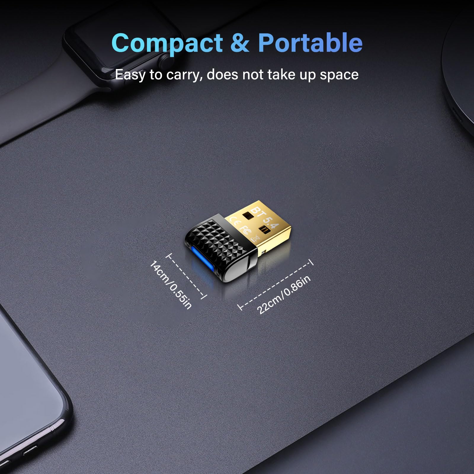 Chiavetta Bluetooth 5.4 per PC, Adattatore USB Bluetooth a Bassa Latenza, Dongle Wireless per Windows 11/10/8.1/7, Compatibile con Cuffie, Mouse, Tastiere, Controller, Stampanti e Altri Dispositivi