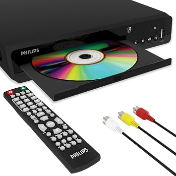 Philips DVD Players for TV Plays All Regions DVD Player for Smart TV with Compact Remote Control and RCA Cable Included Small DVD RV CD Player for Home Compatible with CD, DVD+R/RW,-R/RW,MP3