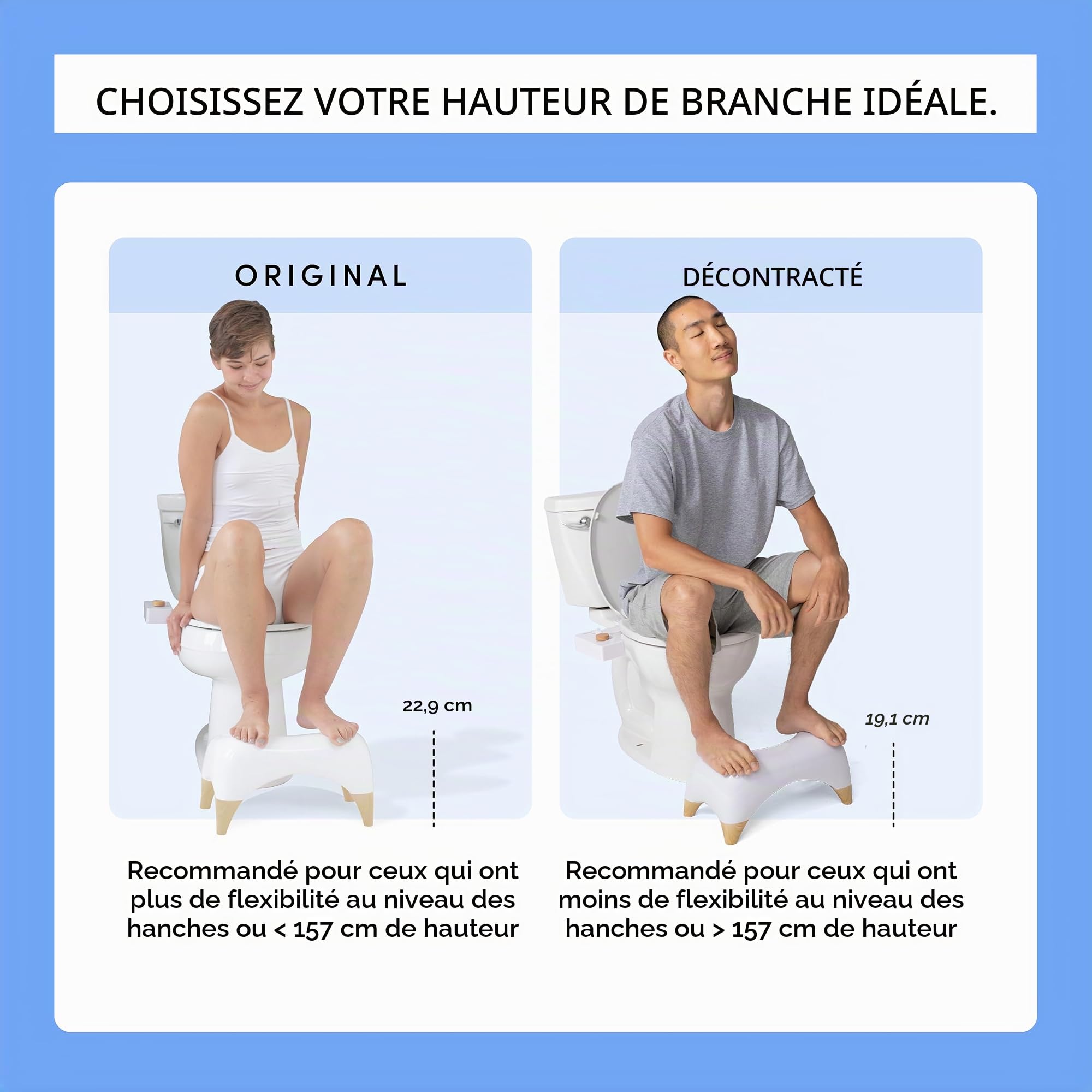 ASDF G TUSHY Ottoman Relaxed – Tabouret de toilette de qualité supérieure pour salle de bain – Design moderne et élégant – Blanc/bambou