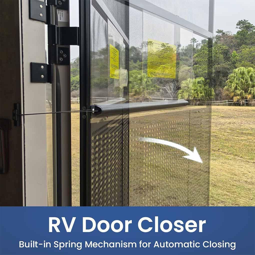 Cierrapuertas automático para autocaravanas – Innovador cierre de pantalla de acero inoxidable para mayor seguridad y comodidad, ideal para remolques de viaje y autocaravanas