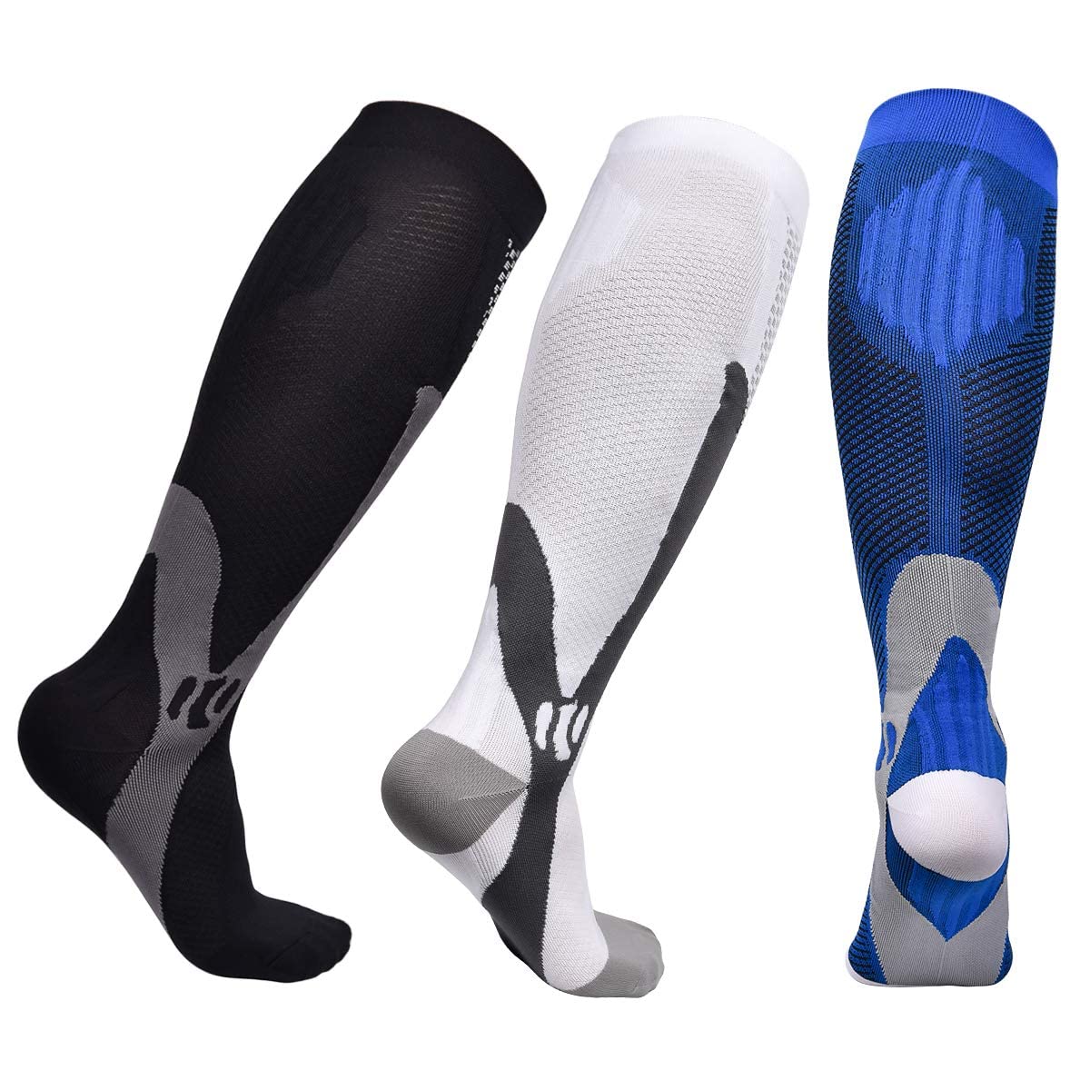 3 Par de Medias de Compresión para Hombre, Medias de Soporte Con Elástico, Calcetines de Compresión Hombres, Adecuado para Deportes, Viajes, Fitness