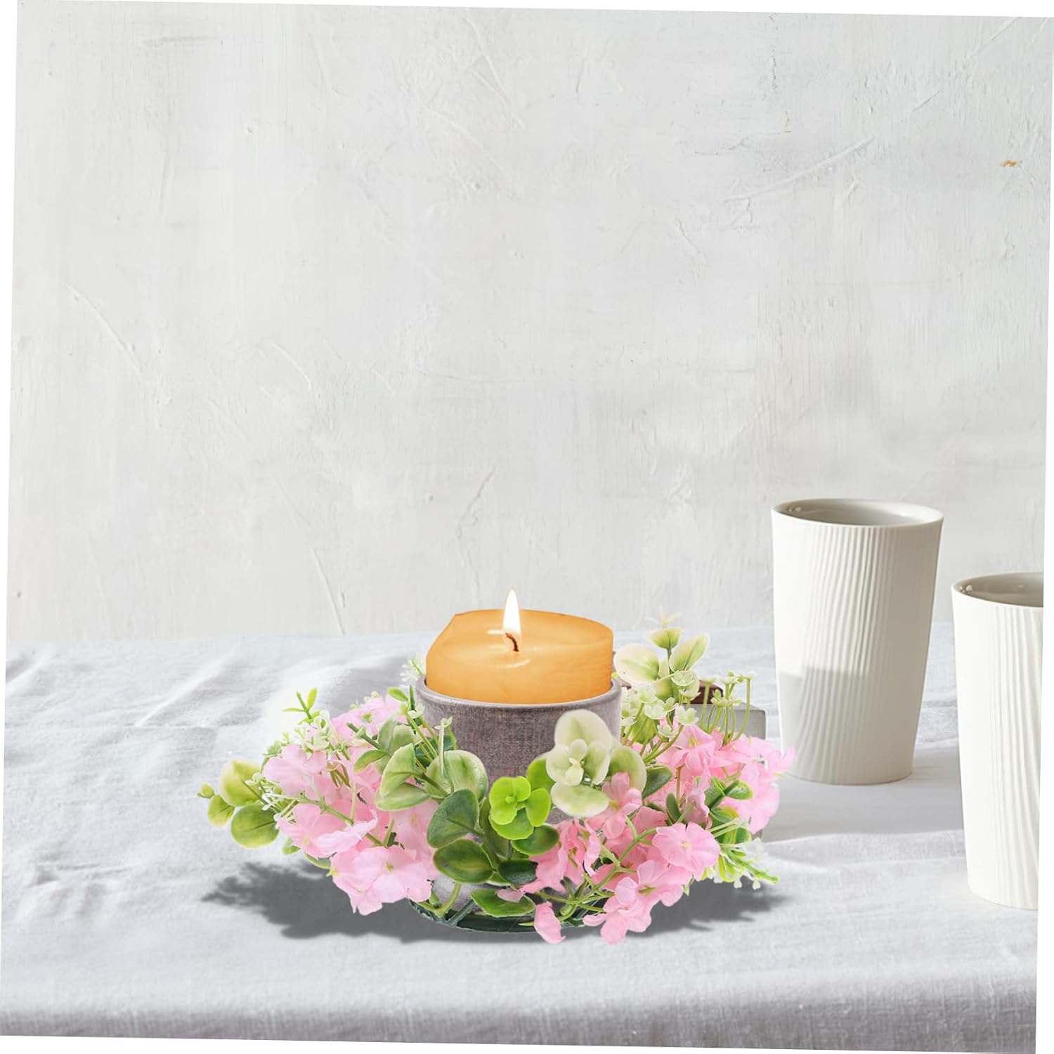 Realistic Eucalyptus Candle Wreath Versatile Artificial Flower Centerpiece for Home Weddings and Parties Lifelike Decor Hyacinth Accents