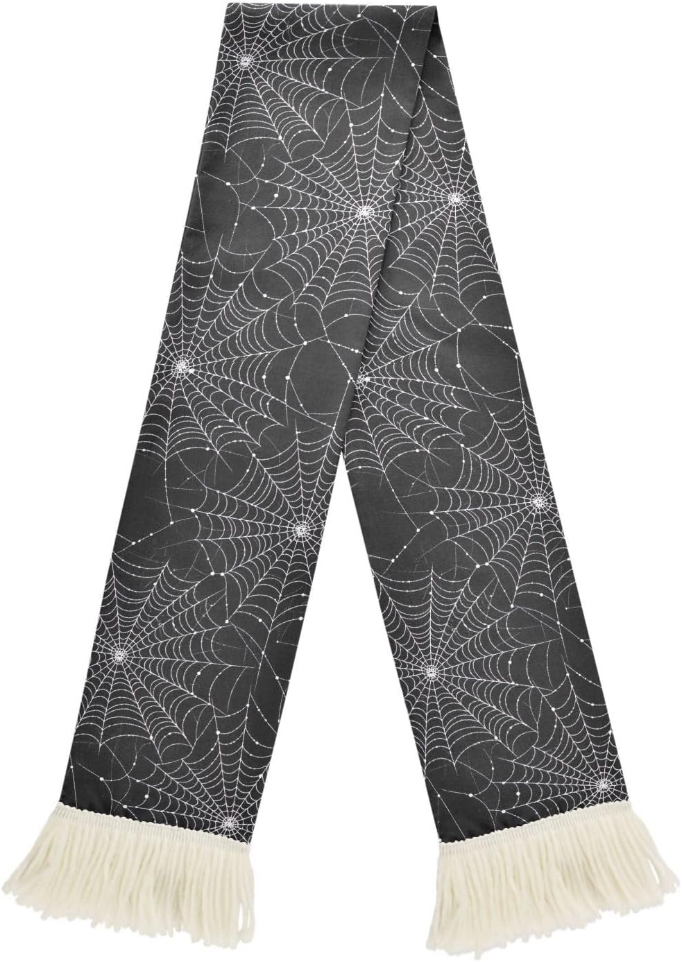 CHIFIGNO Spiderweb Black Sports Fan Scarf Towel, Soft Quick Dry Polyester Cheering Scarf for Soccer Games, Fringed Rally Towel
