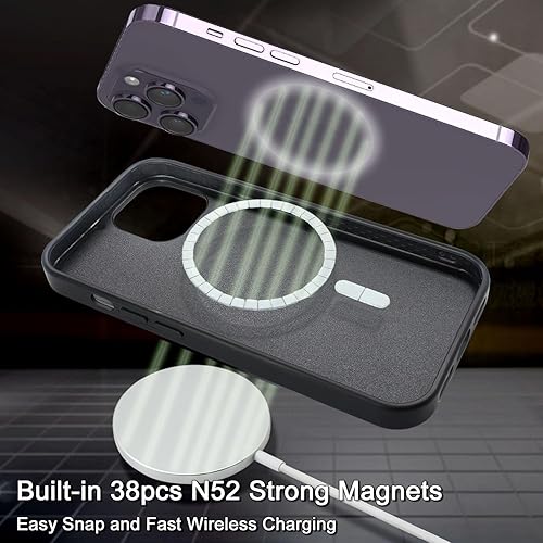 Miniatura 4 de Harryshell Funda magnética para iPhone 15 Pro Max compatible con carga inalámbrica MagSafe y MagSafe con bolsillo con cremallera para montaje en