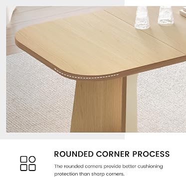 Modern Rectangular Dining Table for 4-6 Seater, Contemporary Minimalist Kitchen Table 180cm, Oval Edge Dining Room Table for Home, Apartment & Small Space Living Room Furniture,Dining Table Only