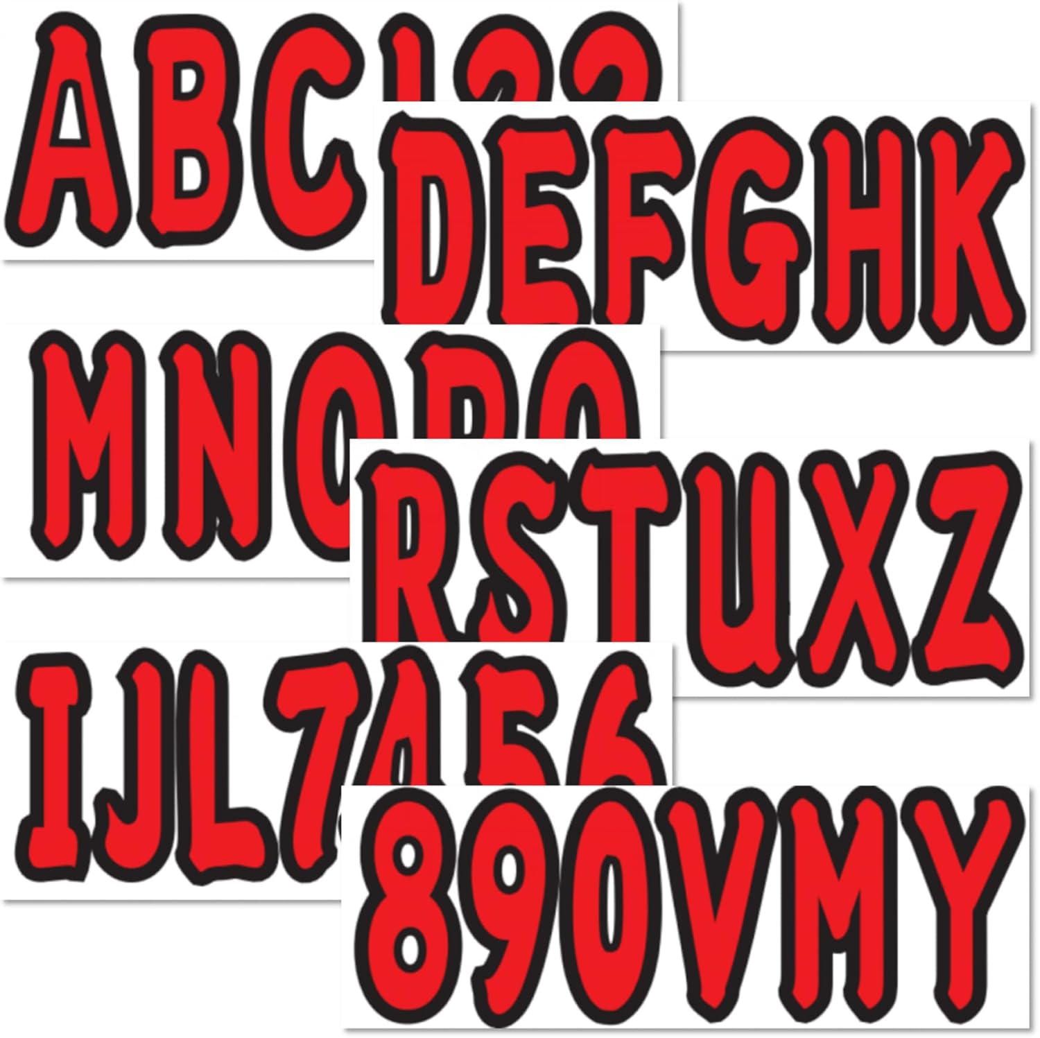4 Sets of 3" Marine Boat Red Sticker Decals A-Z Letters & 0-9 Numbers for Yachts & Personal Watercraft Waterproof Anti-Scratch