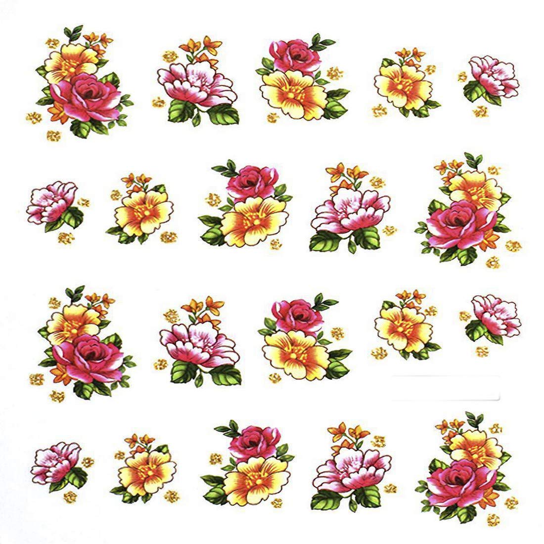 SENECIO Rose Peony Bunch Valentine Love Nail Art Manicure Decals Slide Water Transfer Stickers 1 Sheet Size :6.2 * 5.2cm-image-39