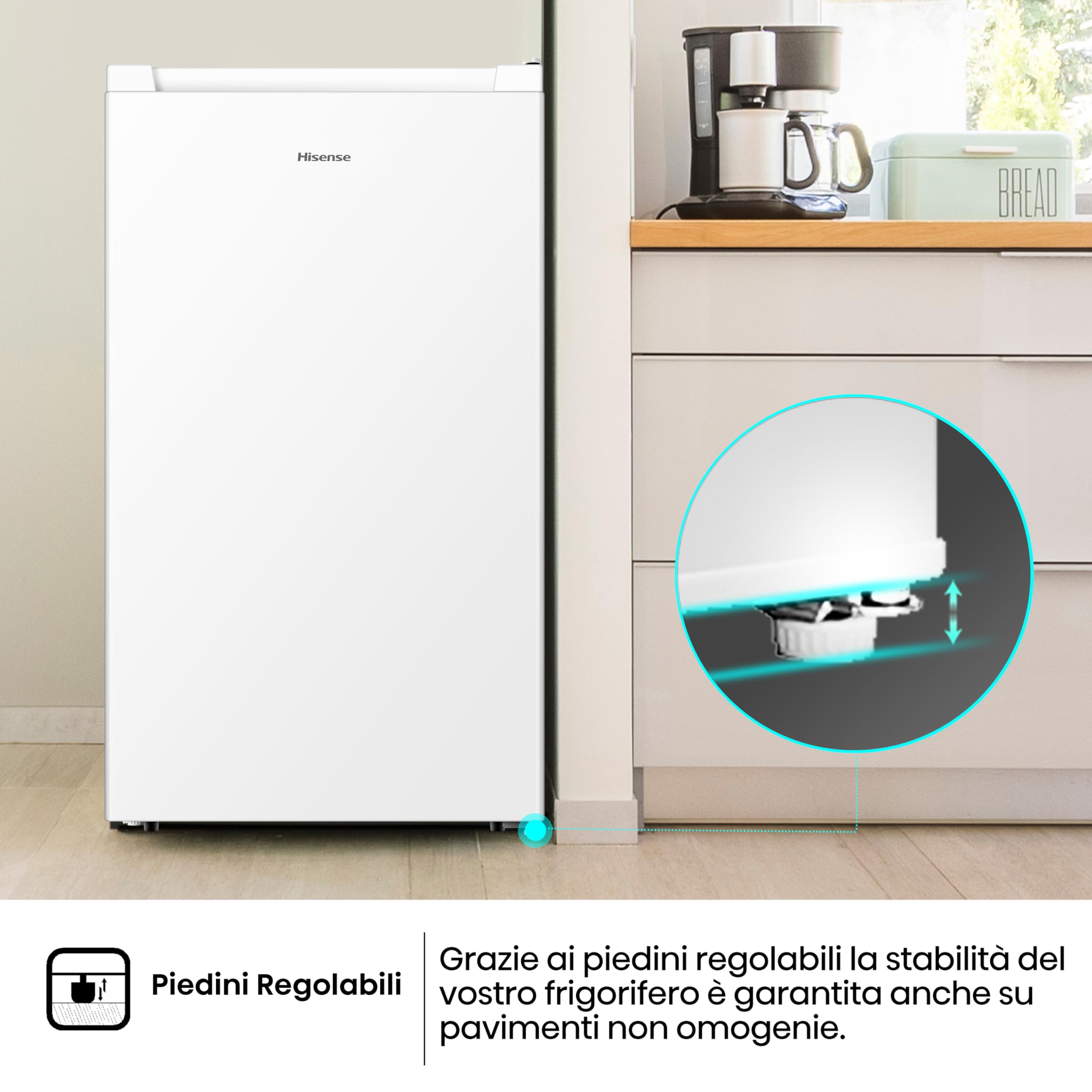 Hisense FV78D4AWE Congelatore Monoporta Verticale a libera installazione, 3 Cassetti, Capacità 61 Litri, Classe E, Bianco