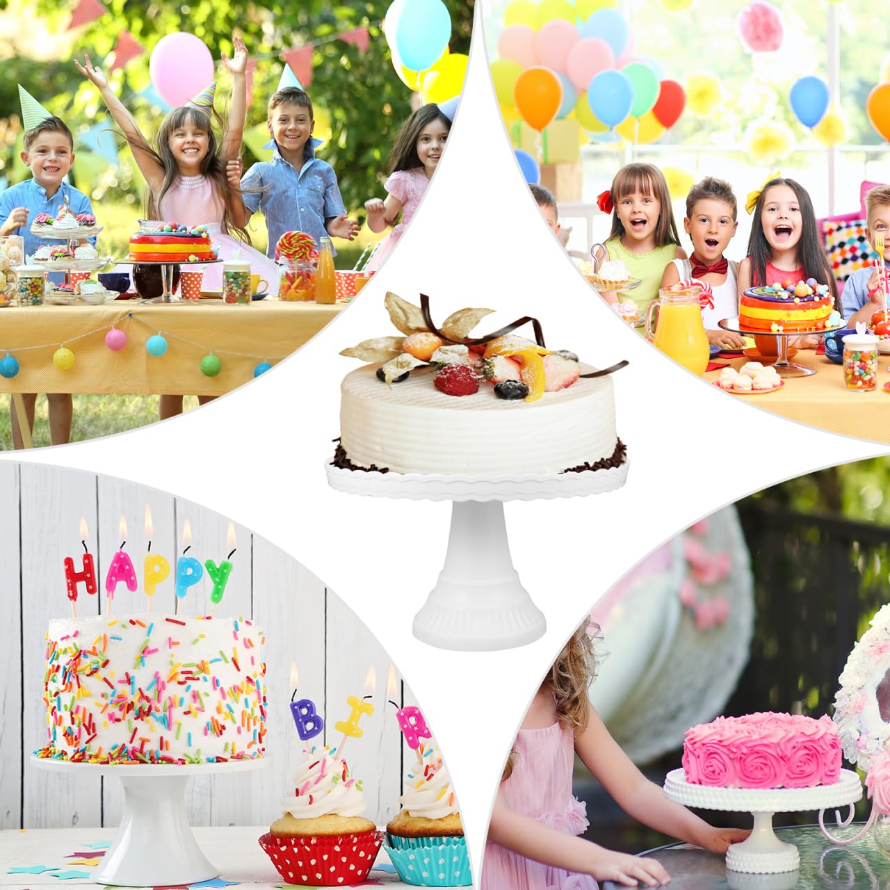 Amosfun Soporte De Visualización De Pastel para Fiesta De Bodas Y Cumpleaños Bandeja para Cupcakes Postres Galletas Frutas Y Dulces Material Ecológico 12.59 X 12.59 X 7.67 in