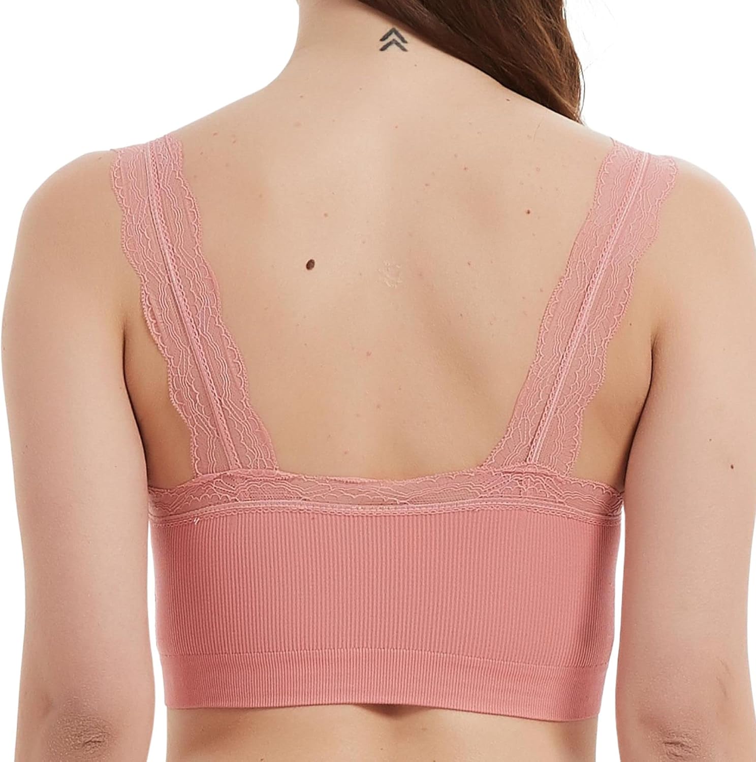 Coobie Women's Seamless Lace Strap Mastectomy Bra Bralettes for Women V-Neck Full Coverage Lounge Bra - Image 3