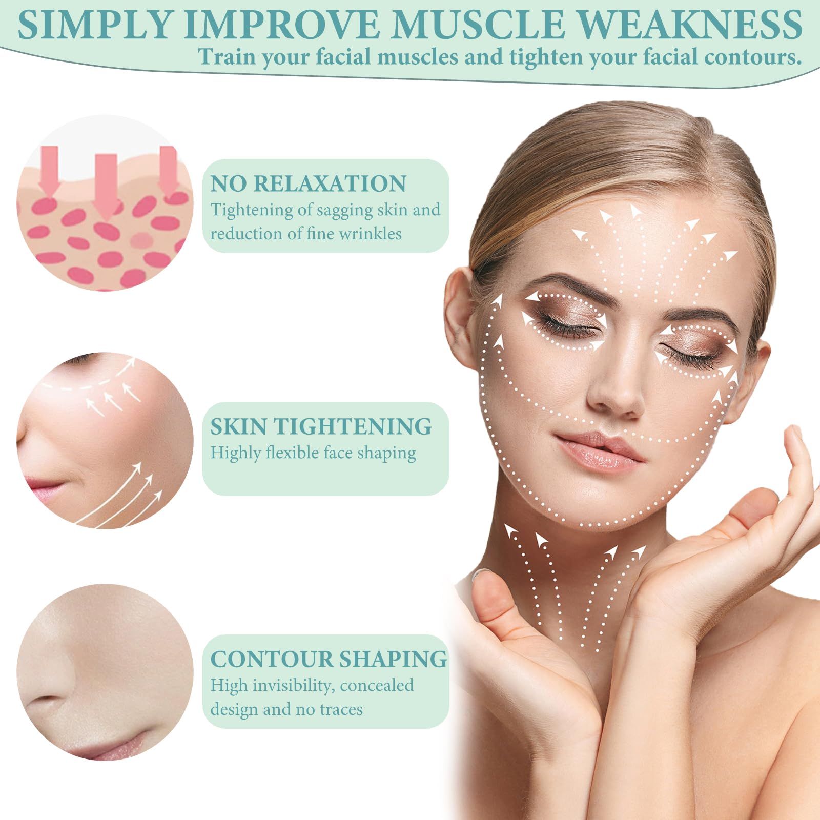 200 Piezas Hilos Tensores Faciales Face Lift Tape Invisible Lifting Facial Parche Reafirmación Instantánea Reducción Eficaz Arrugas Aplicable A Frente Contorno Ojos Contorno Boca Con 6 Correaslifting